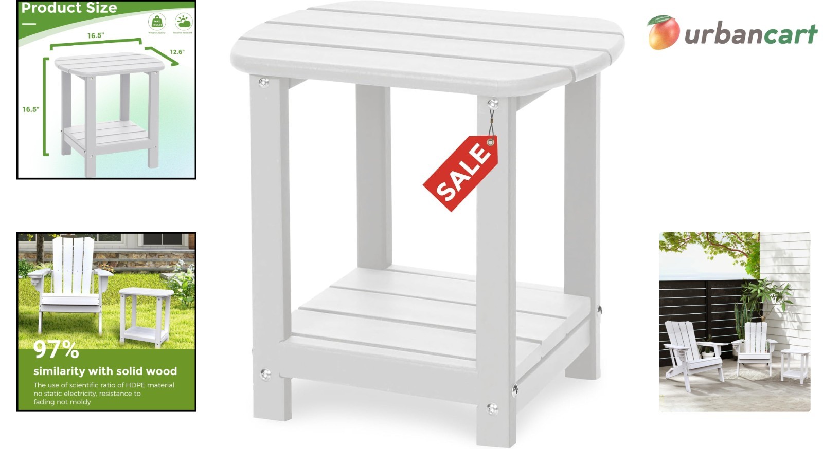 Adirondack Square Outdoor Side Table – Durable, Eco-Friendly & Weather-Resist...
