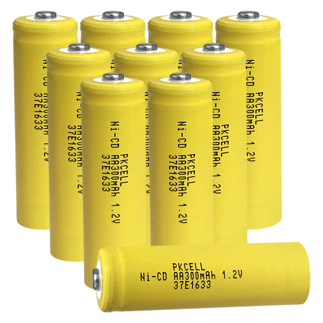 10pcs NiCd 1.2v AA Rechargeable Batteries 300mAh for Garden Lights Button Top US
