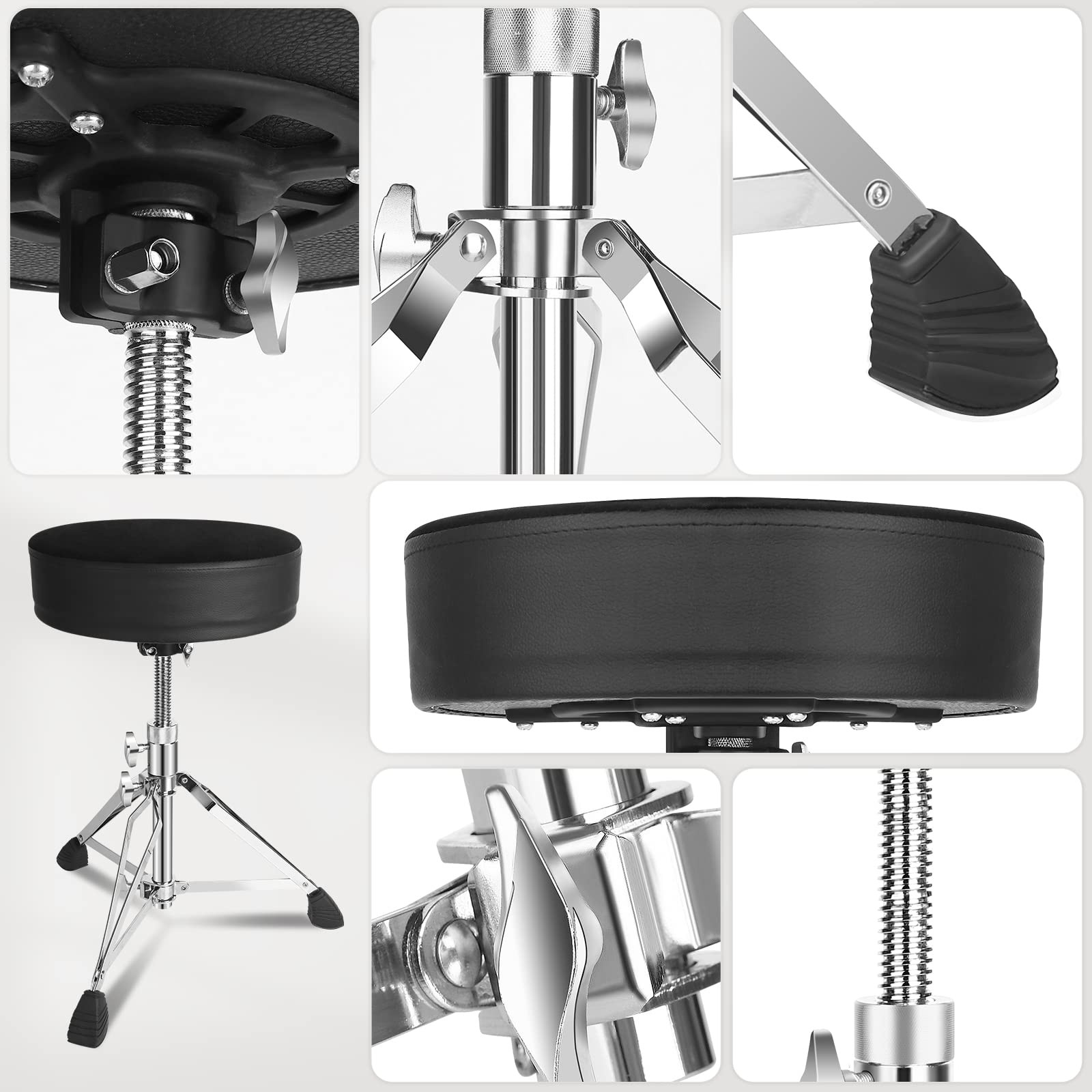Drum Throne Seat,Adjustable Stool Drum Universal Thick Padded Drum Throne Dru...