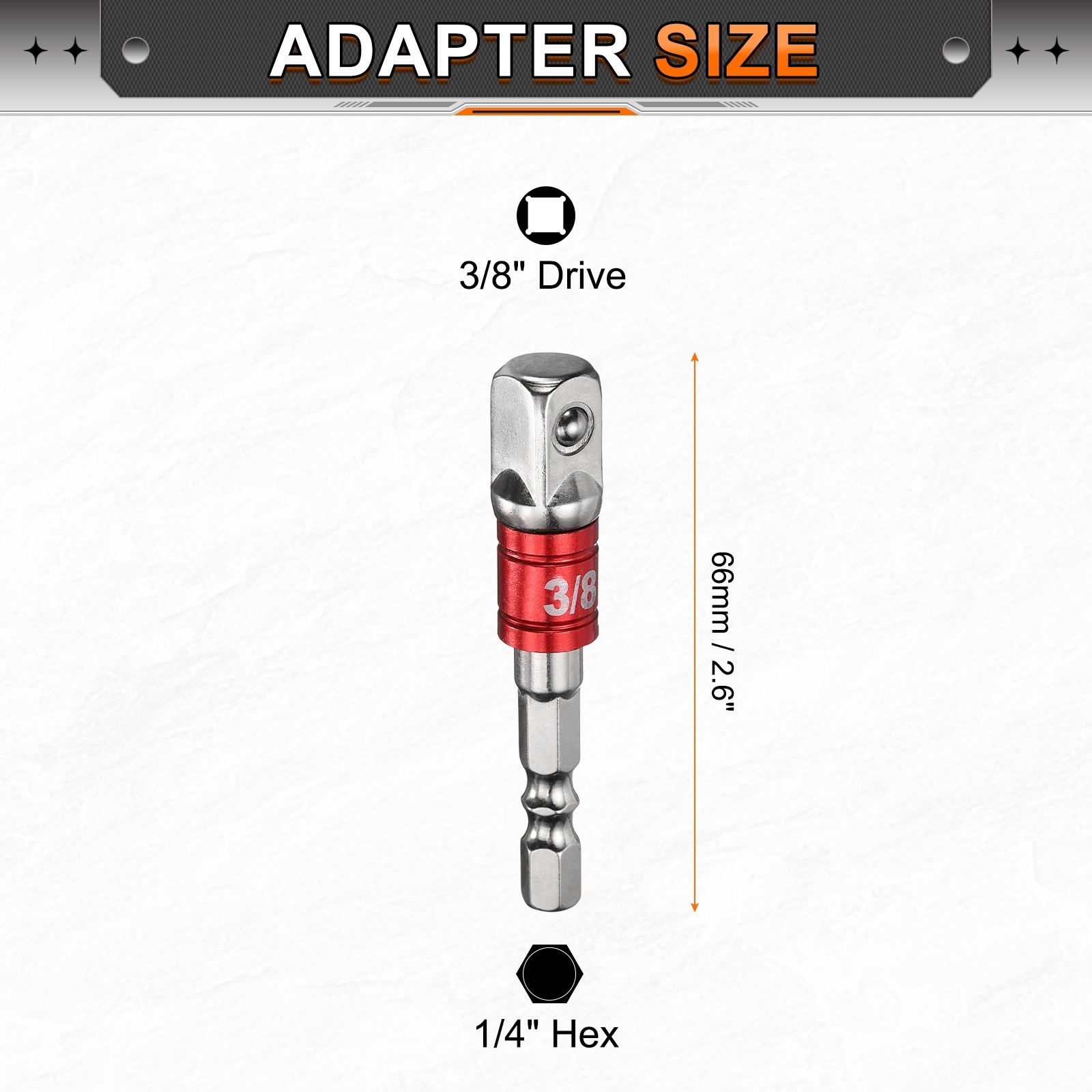 10pcs 3/8" Impact Driver Socket Adapter Extension Set Silver-Red