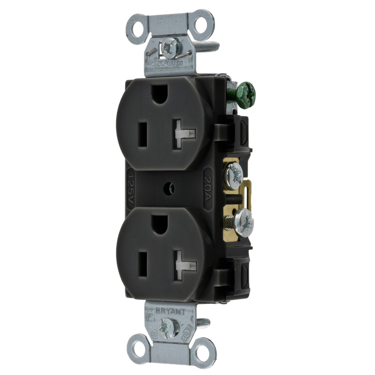 Bryant CBRS20BLKTR Black 20A Tamper Resistant Commercial Outlet Receptacle