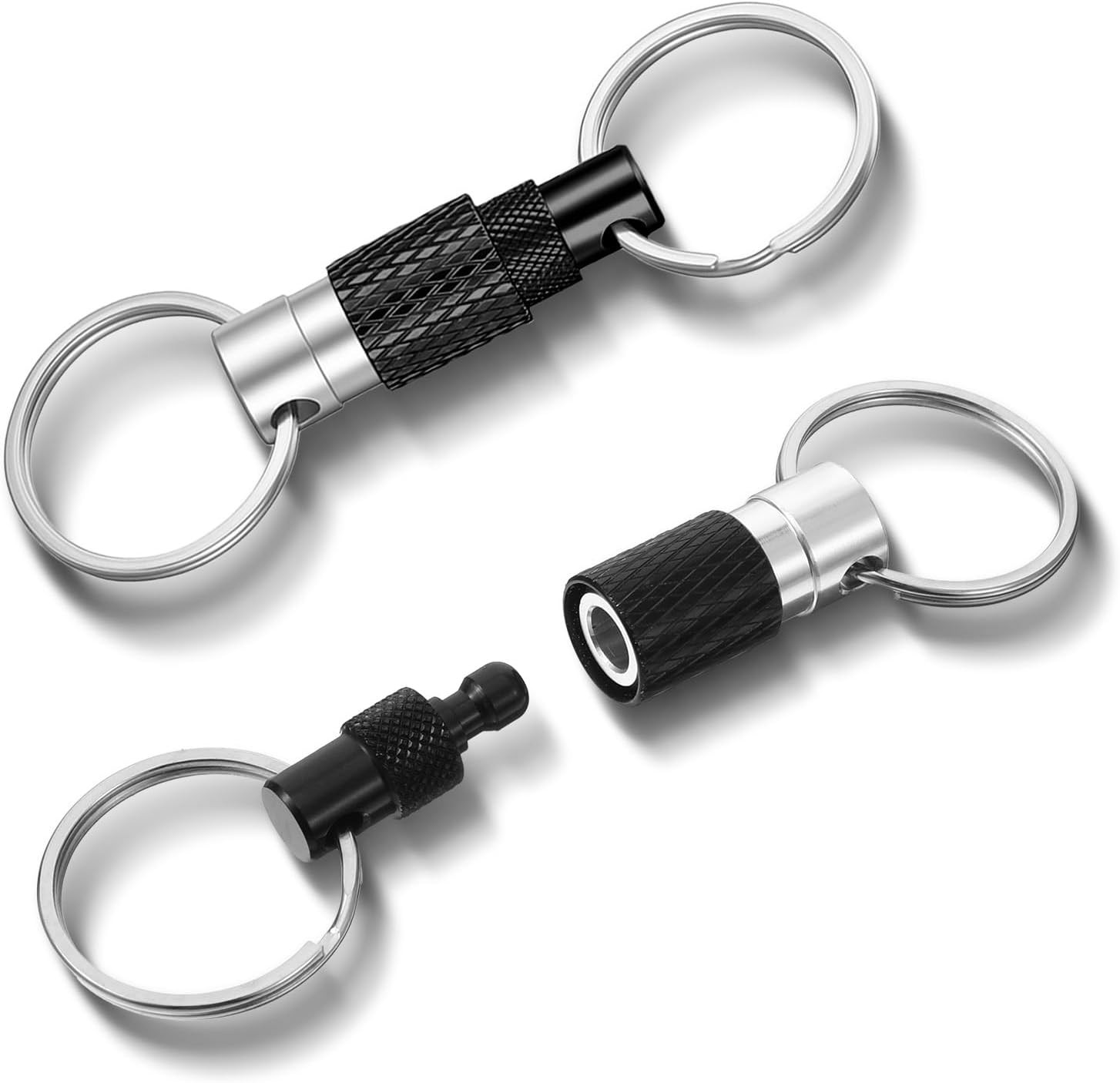 2 Pack Quick Release Heavy Duty Metal Keychain Black