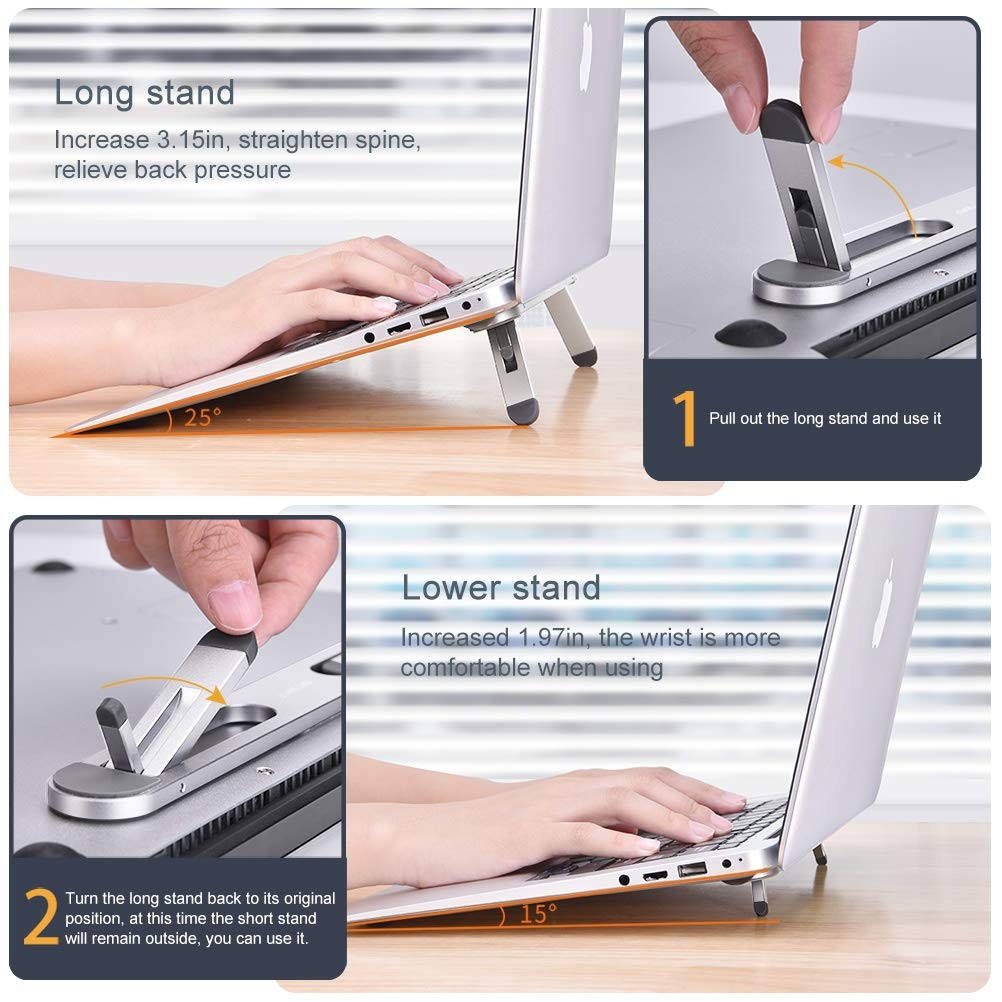 Laptop Stand Desk Cooling Keyboard Riser Ergonomic Elevator Fits 1015.6 Inch