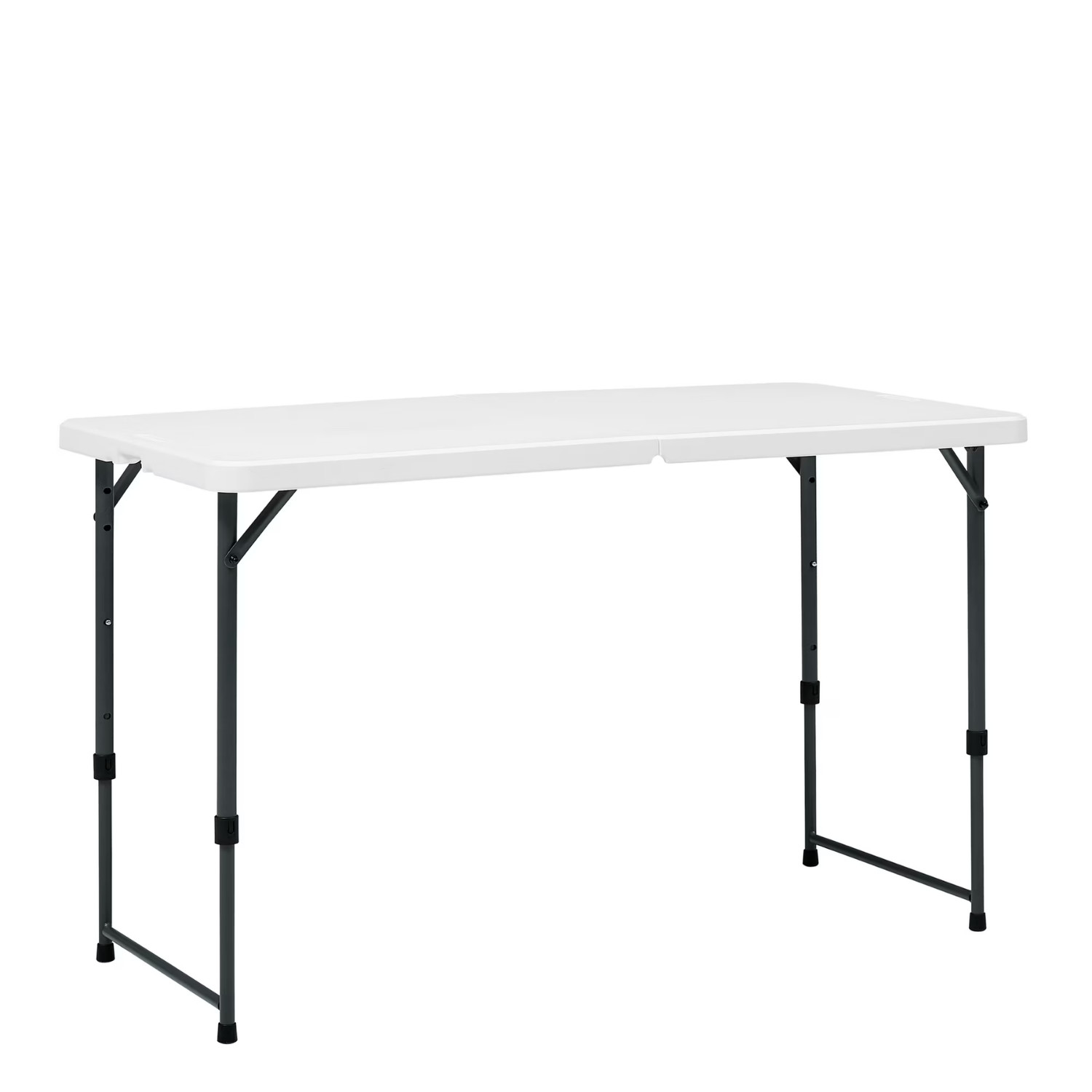 Mainstays 4FT Folding Table Adjustable Height Indoor Outdoor Carry Handle White