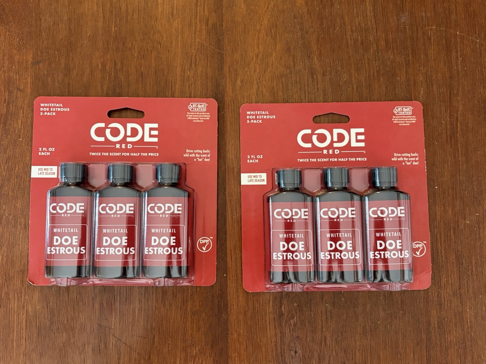 2x Code Red 3-Pack Attractant Deer Estrous Doe Whitetail 2 Fl Oz Bottles OA1376