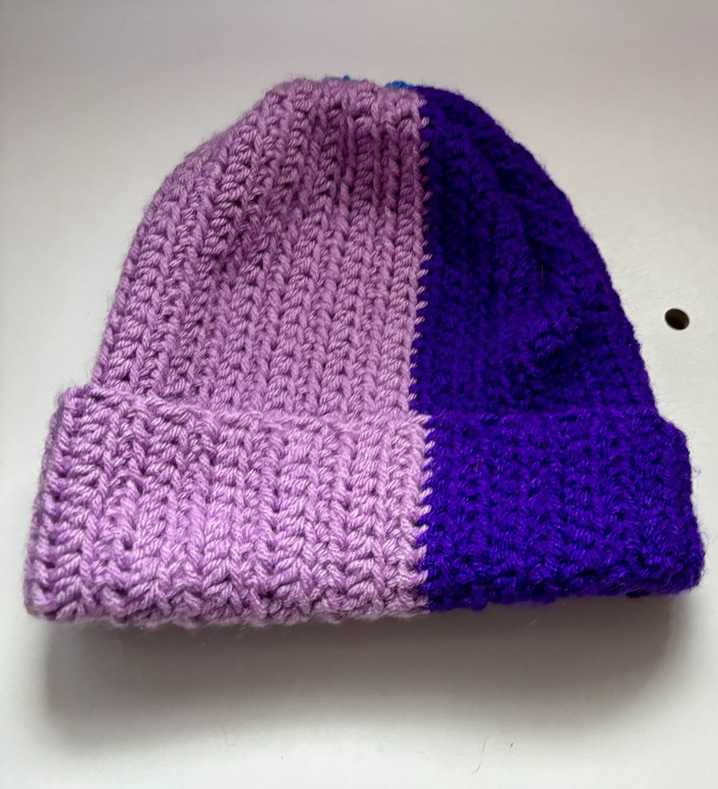 pack of 3! Handmade Knitted Beanies Adult Size Pastel Purple Blue Multicolor
