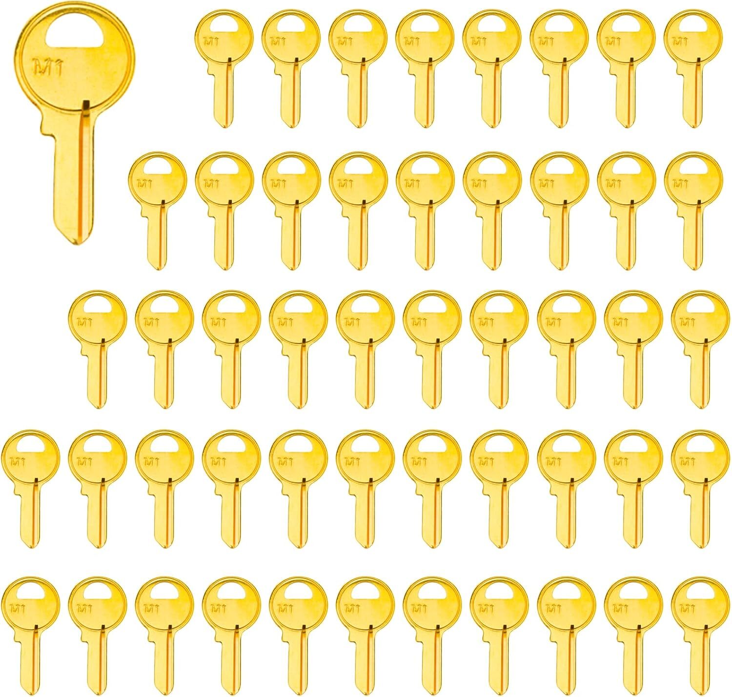 NEW 50PCS Brass Finish Key Blanks, M1 (MA1) Uncut Blank Keys .
