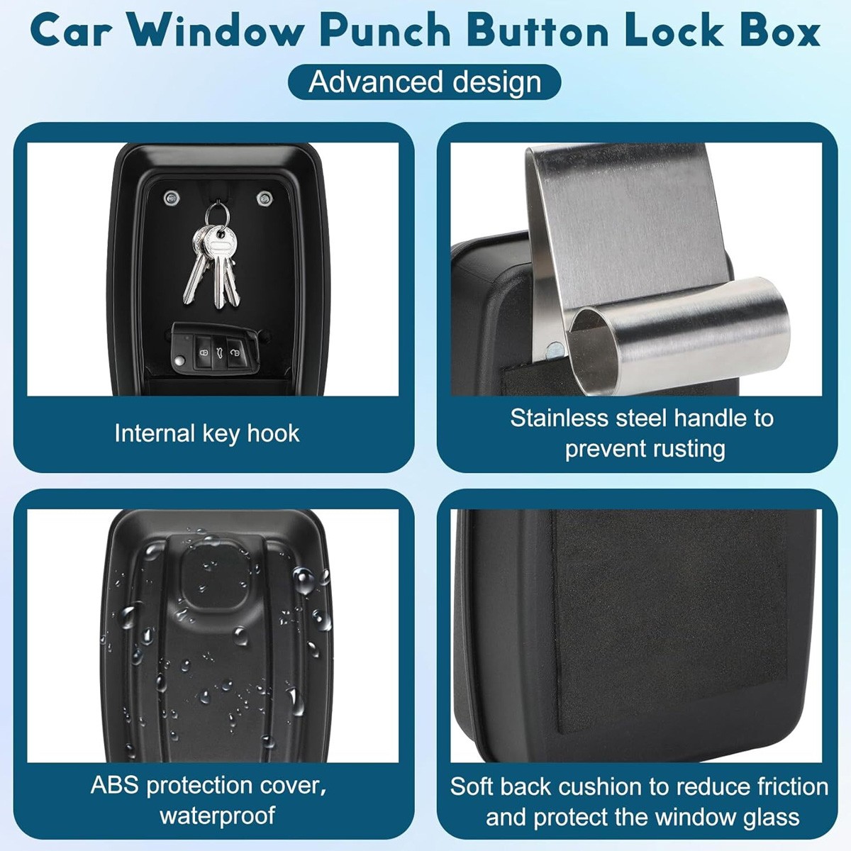 Key Storage Lock Box Wall Car Window Punch Button Lock Box for Ride Share Turo