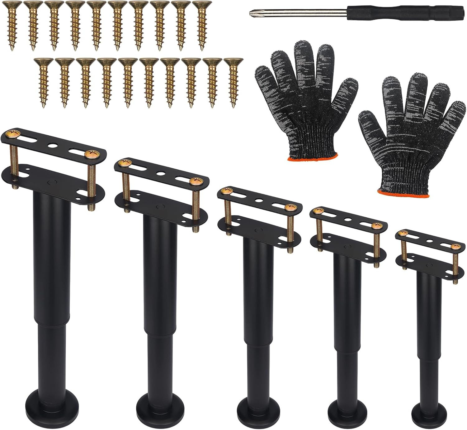5 Pcs Adjustable Height Bed Support Legs 7.08-12.5 inch with Locking Ring, Bed F