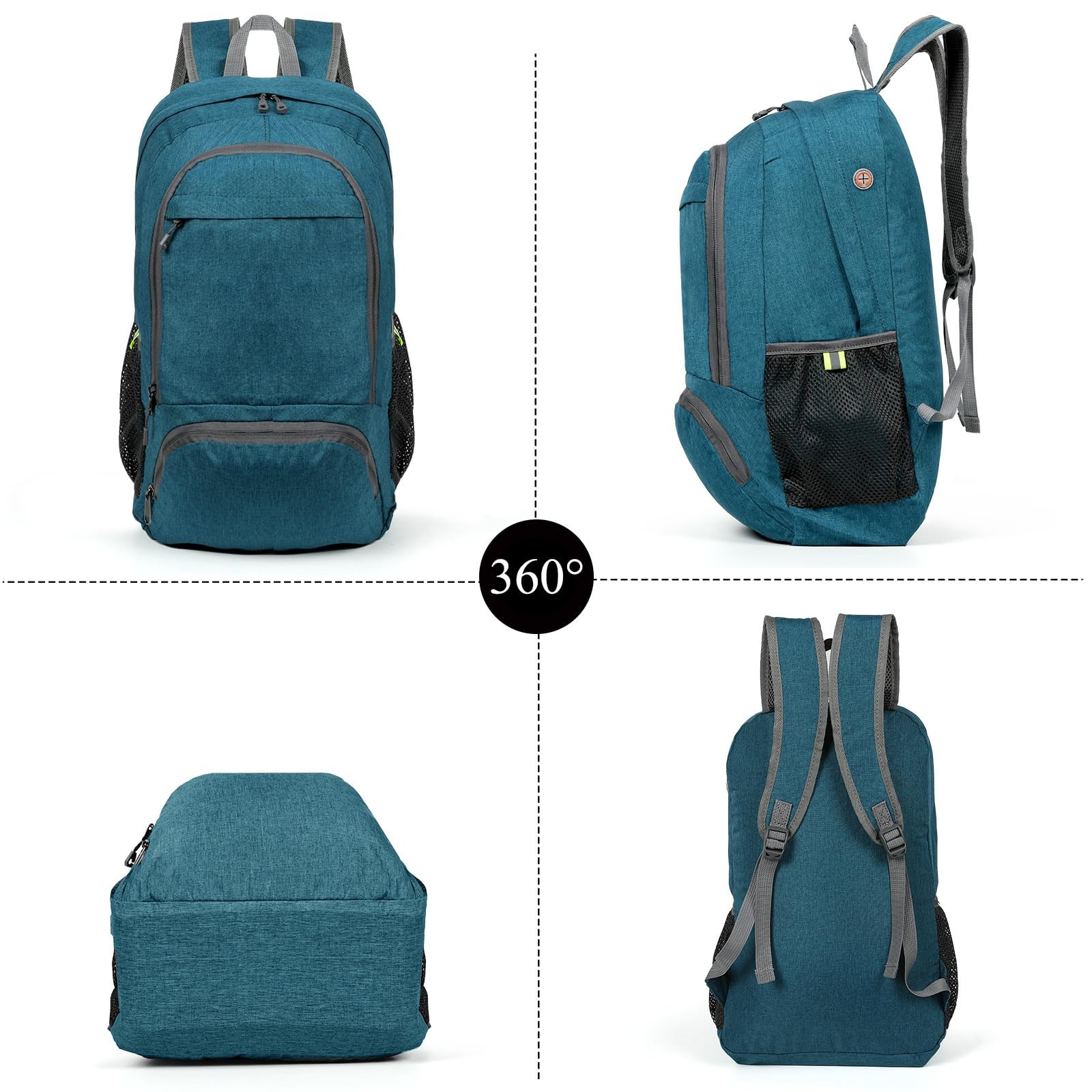 Ultra Lightweight Packable Backpack 25L Foldable Hiking Daypack Teal Blue