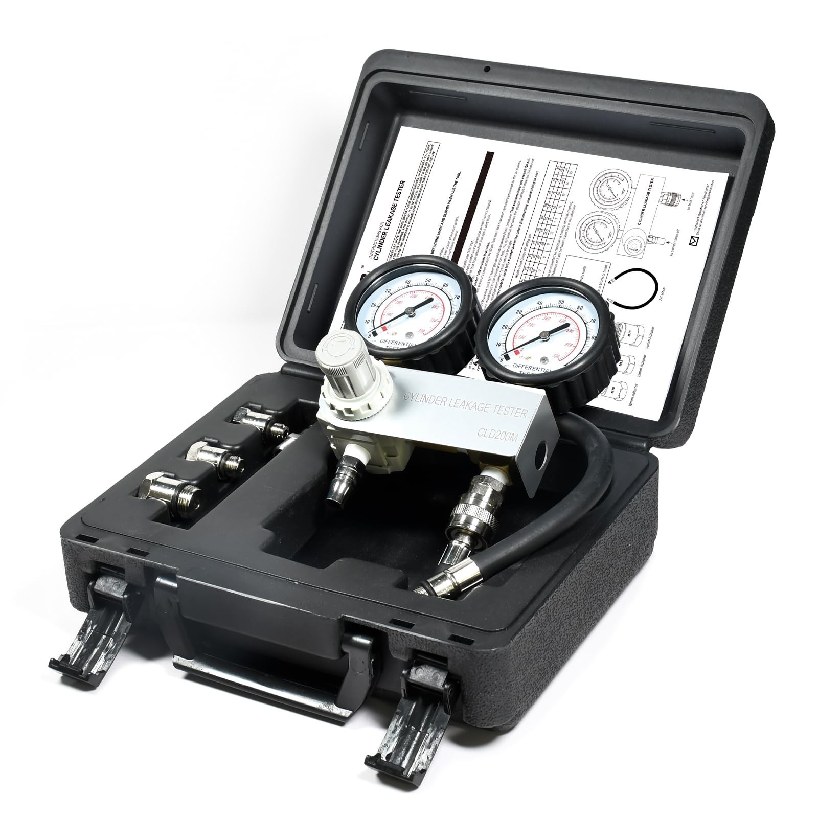 Cylinder Leak Tester Kit, Dual-Gauge 0-100PSI/700kPa, Locate Leak Sources Fit...