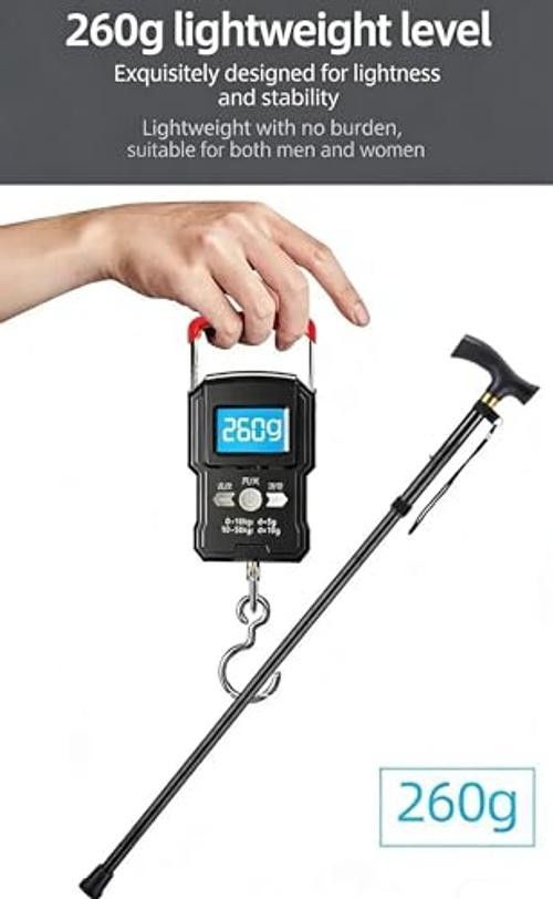 Folding Walking Cane,Walking Pole with 5-Level Adjustable Height,Walking Stick