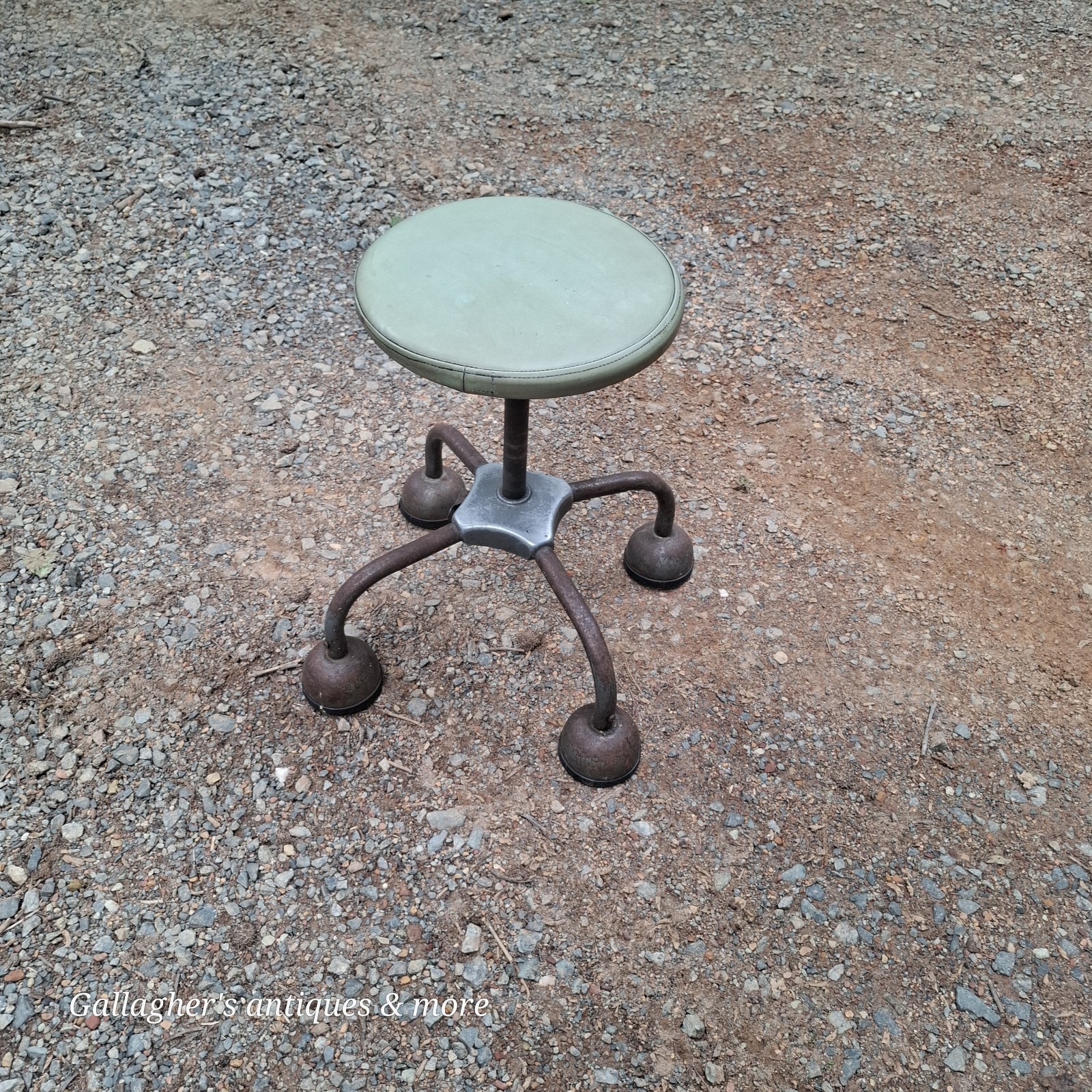 Early Rare Industrial Vintage  STEEL Metal Bar Machinist DRAFTING Chair stool