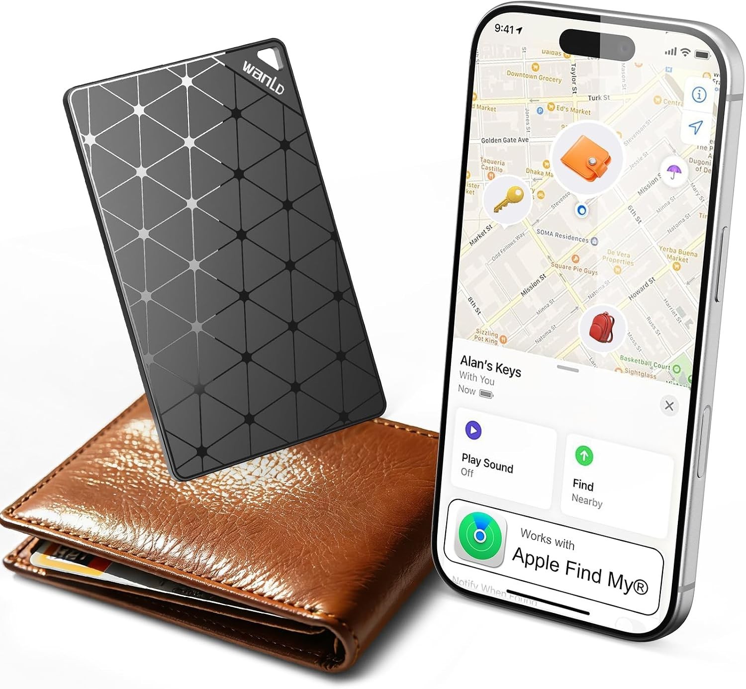 Wallet Tracker Card, [Apple MFi Certified] Ultra-Thin Item Finder Works with App