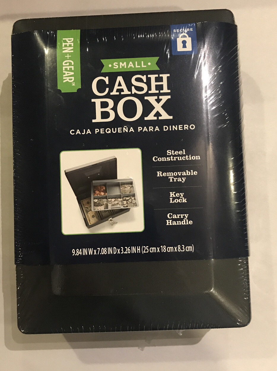 Cash Box Removable Cash Tray Key Lock Home Security Portable Safe Money Storage