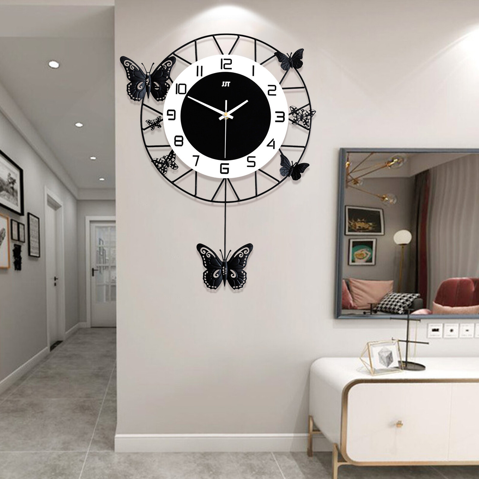 20inch Modern Butterfly Wall-mounted Clock Quartz Watch Clock Home Decoration