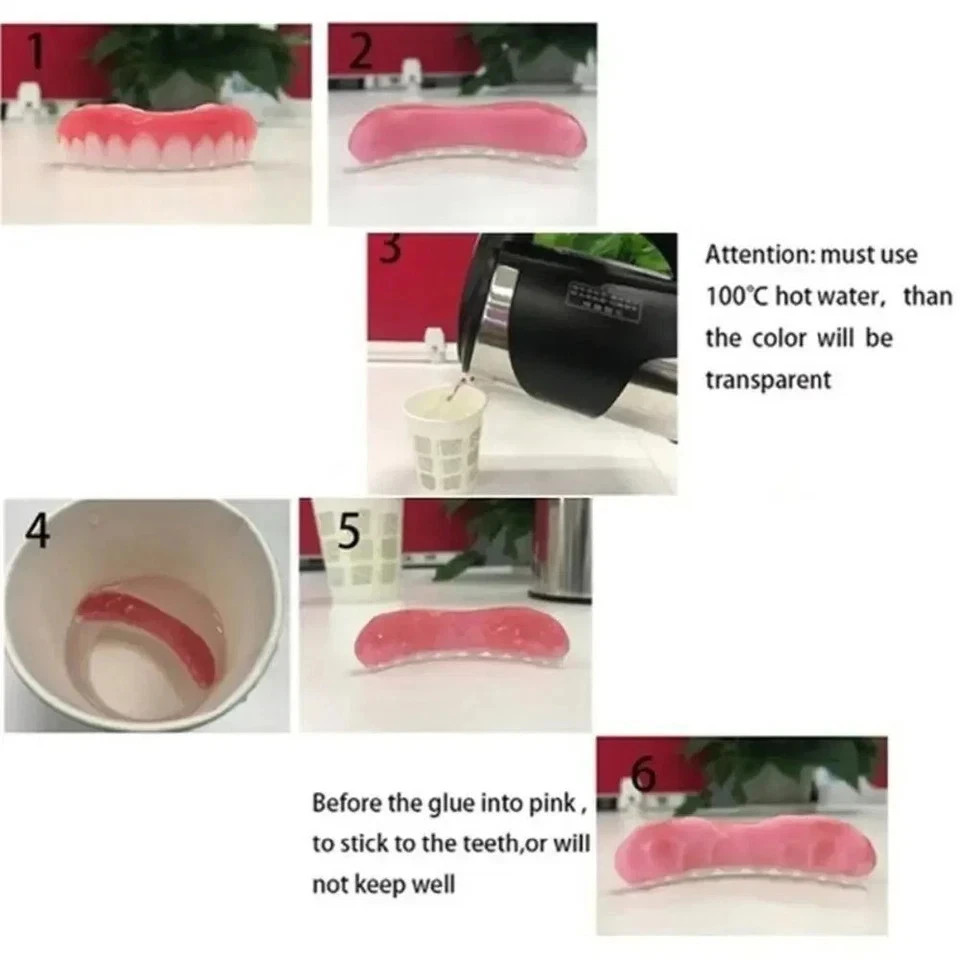 Silicone False Teeth Upper & Lower Smile Dental Veneers Dentures False Tooth***