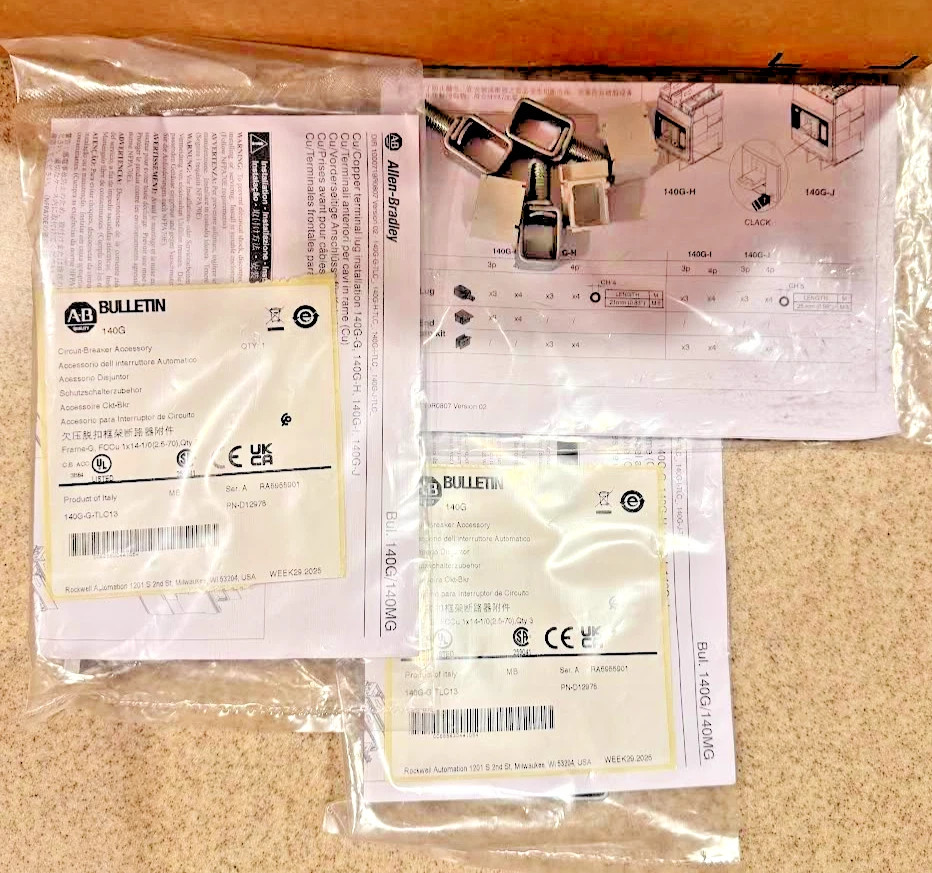 New 140G-G-TLC13 Allen Bradely 140GCircuit-Breaker AccessoryLug kit 3pz