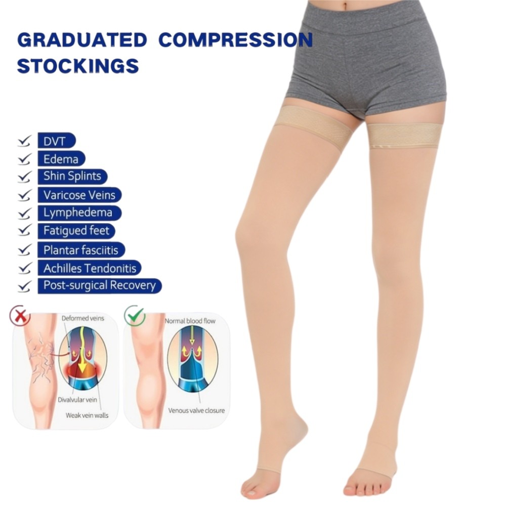 1x Full Leg Support Varicose Veins Thigh Long Compression Socks Stocking