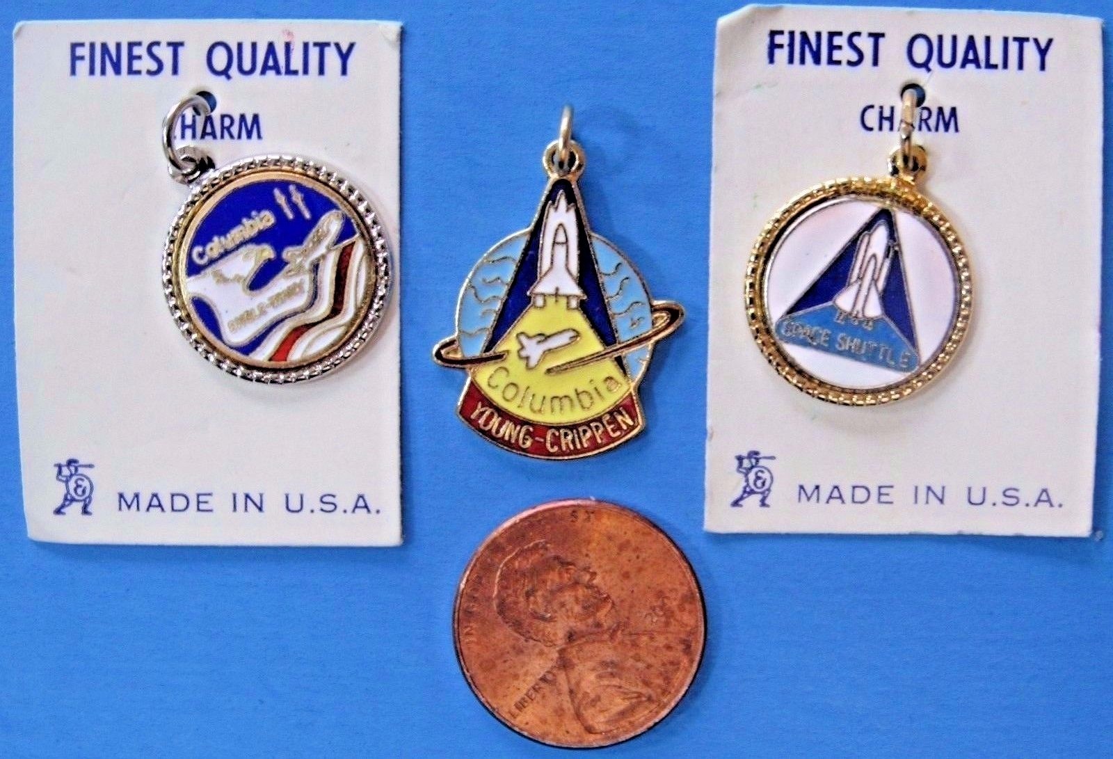 NASA LOT of 3 - Charms Space Shuttle COLUMBIA STS-1 STS-2 vtg '81