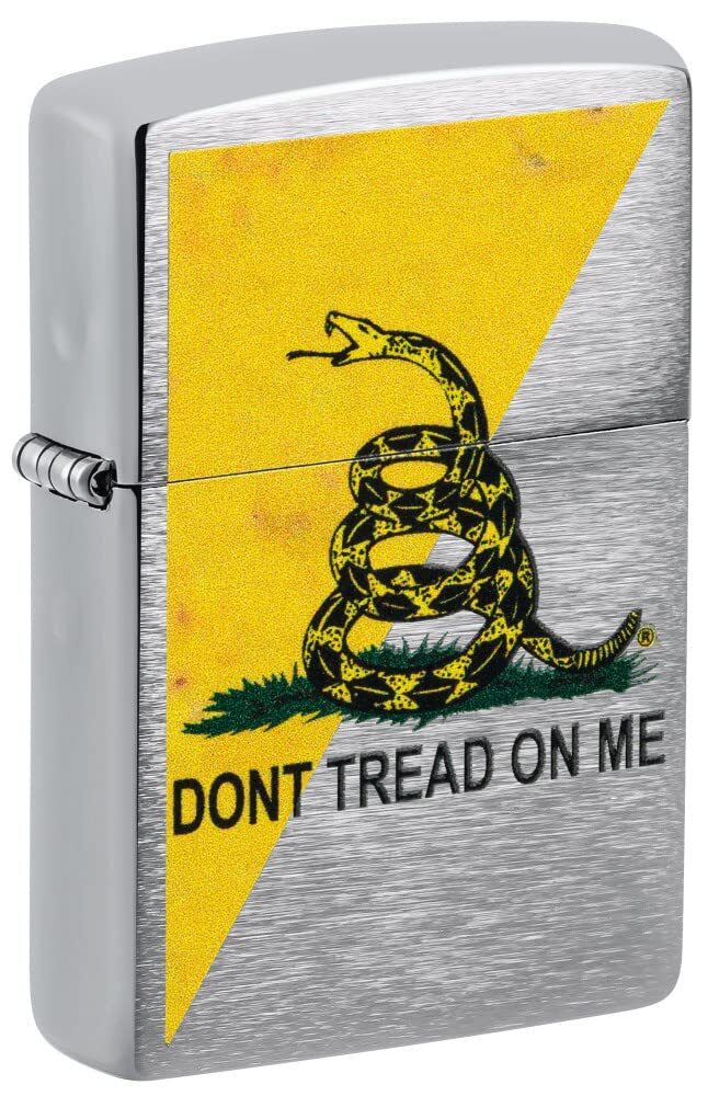 Zippo Dont Tread On Me Gadsden Flag Design Brushed Chrome Pocket Lighter