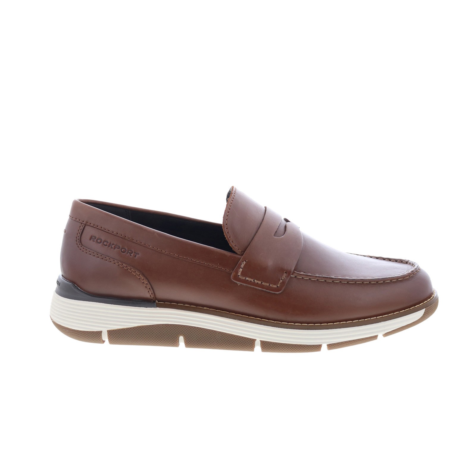 Rockport Liam RMLIAM Mens Brown Wide Leather Loafers & Slip Ons Penny Shoes