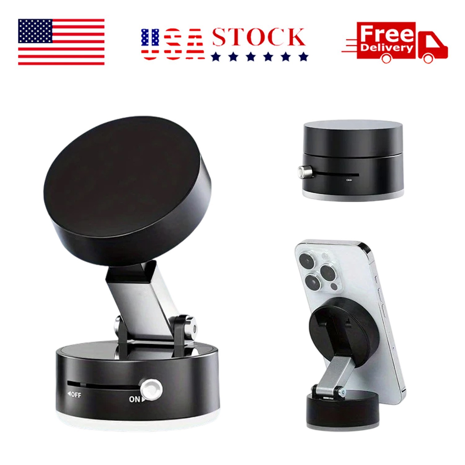 360 Vacuum Strong Magnetic Phone Holder Suction Cup Car Stand Foldable Car Mount