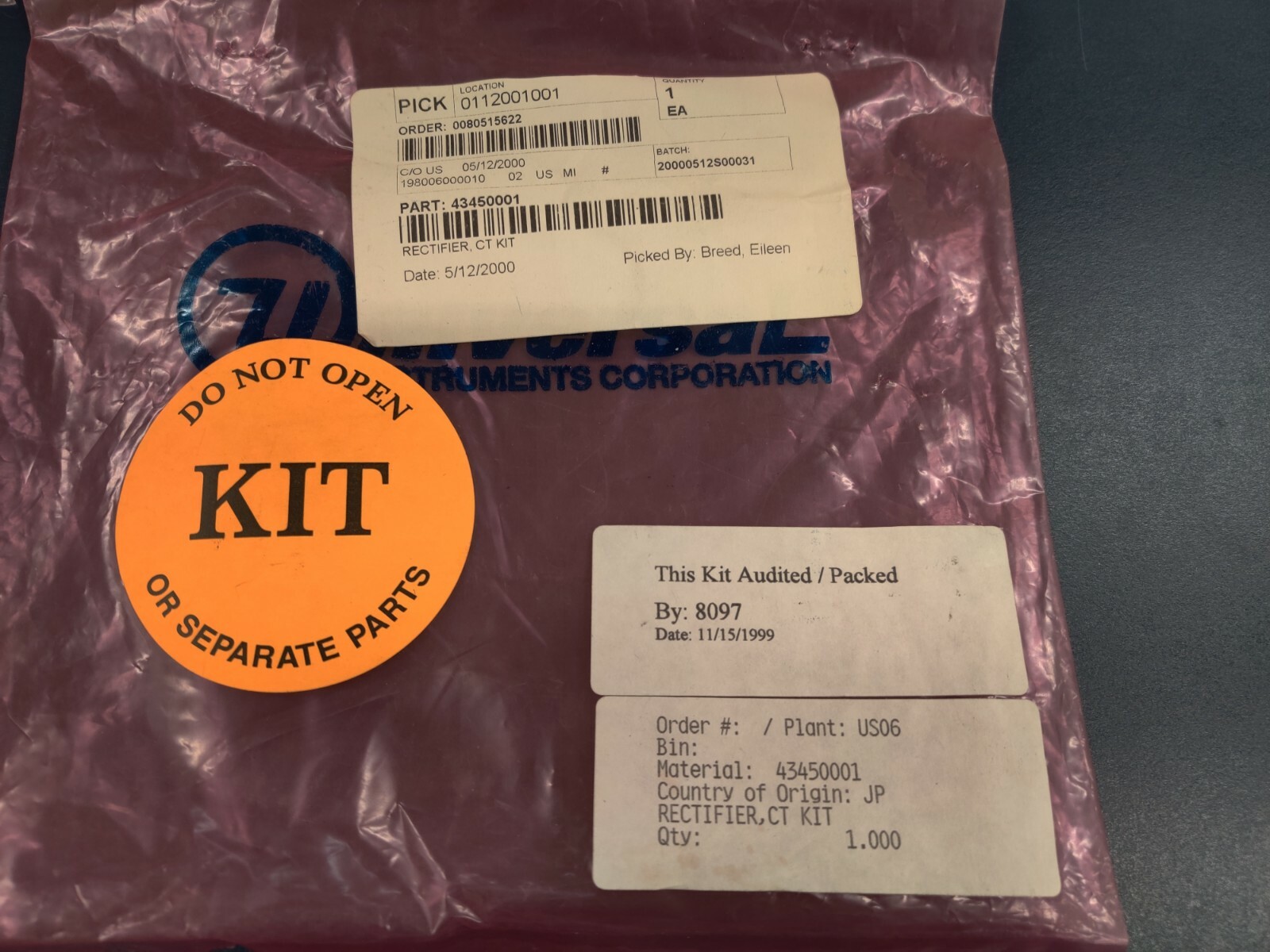 Universal Instruments Rectifier, CT Kit 43450001