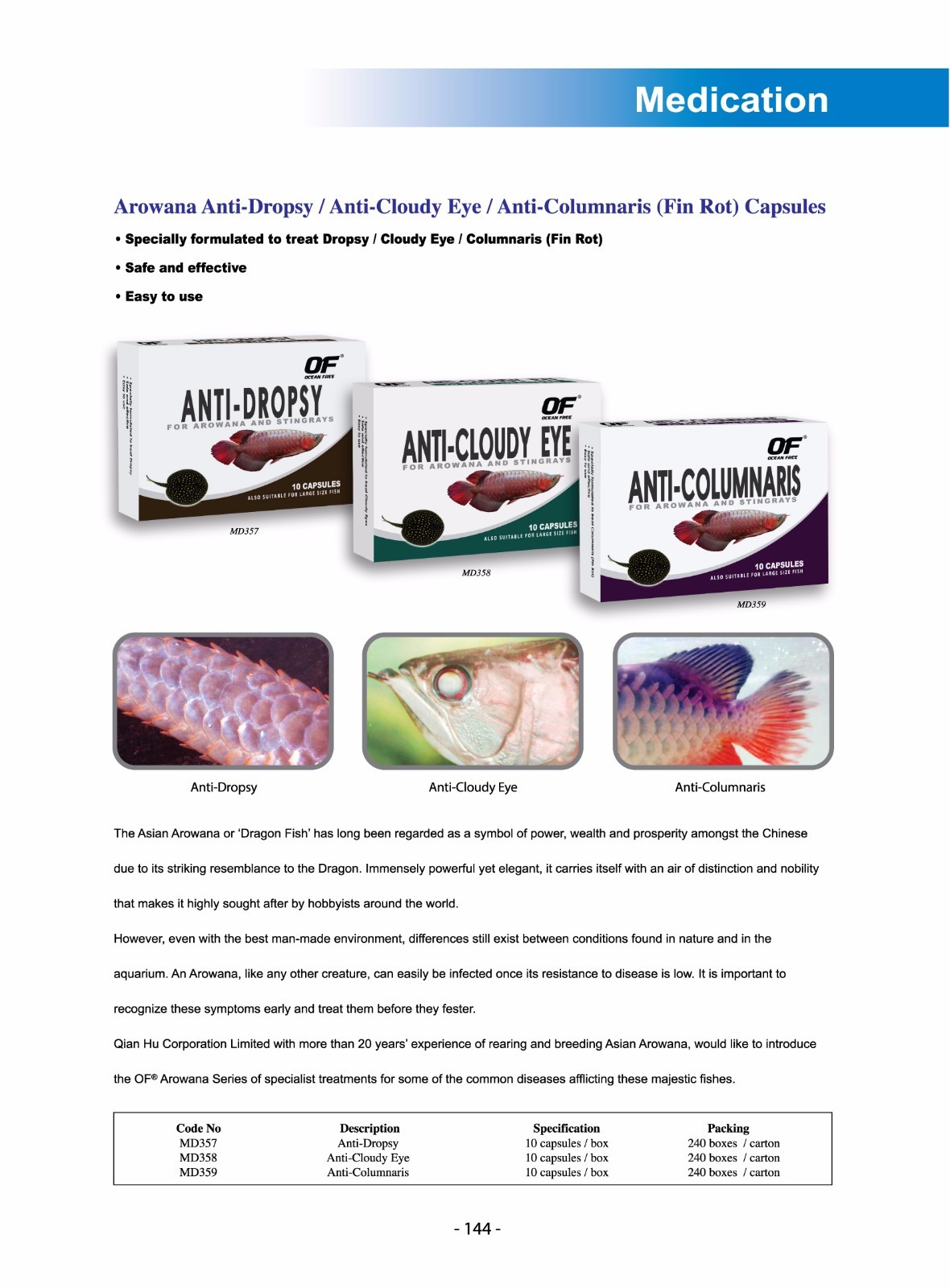 OCEAN FREE ANTI-DROPSY for AROWANA or STINGRAY (10 CAPS)
