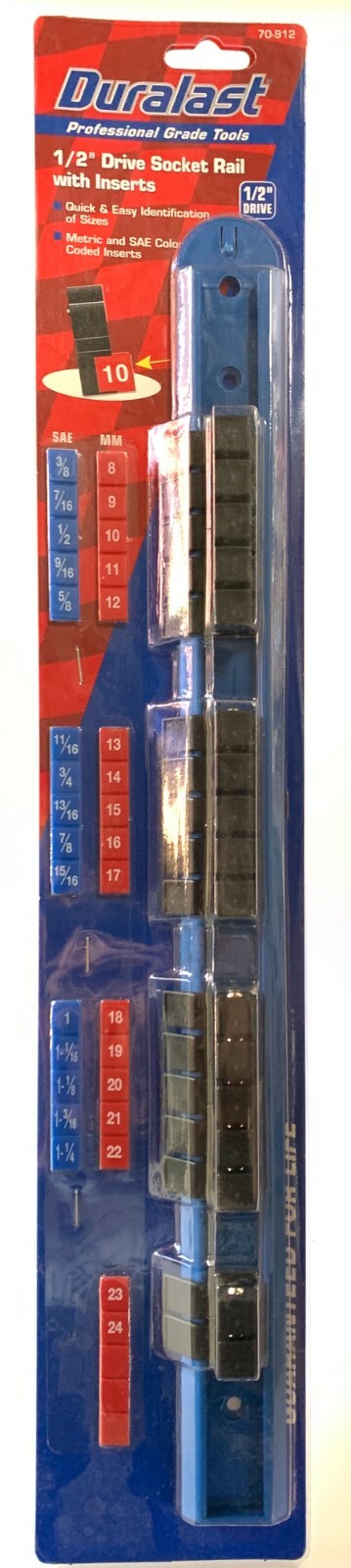 Duralast 1/2in Drive Socket Rail With Insert 17 Storage Studs FREE SHIPPING NEW!