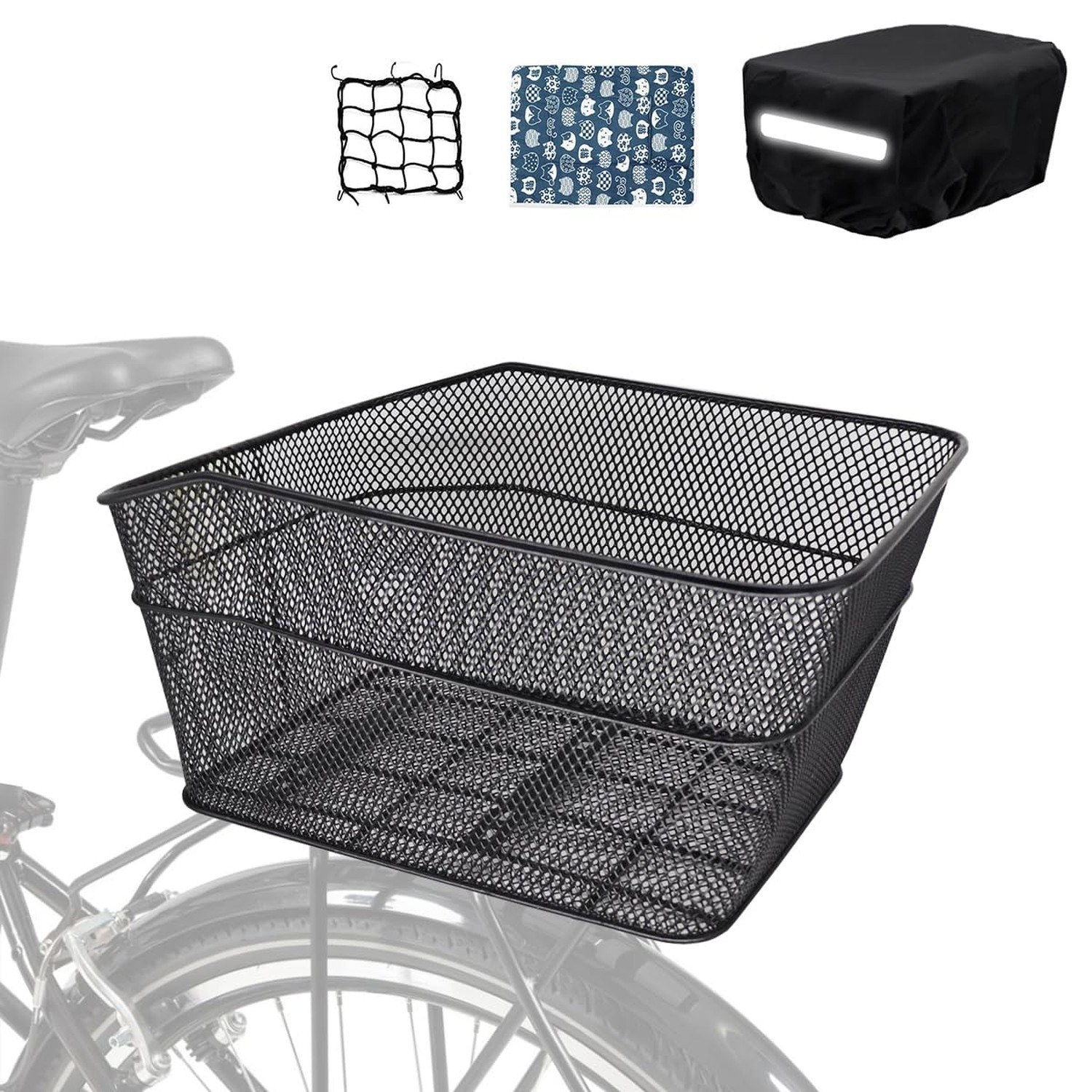 Bike Basket Rear, [Tool-Free Install], Bicycle Pet Basket for Back Cargo Rack...