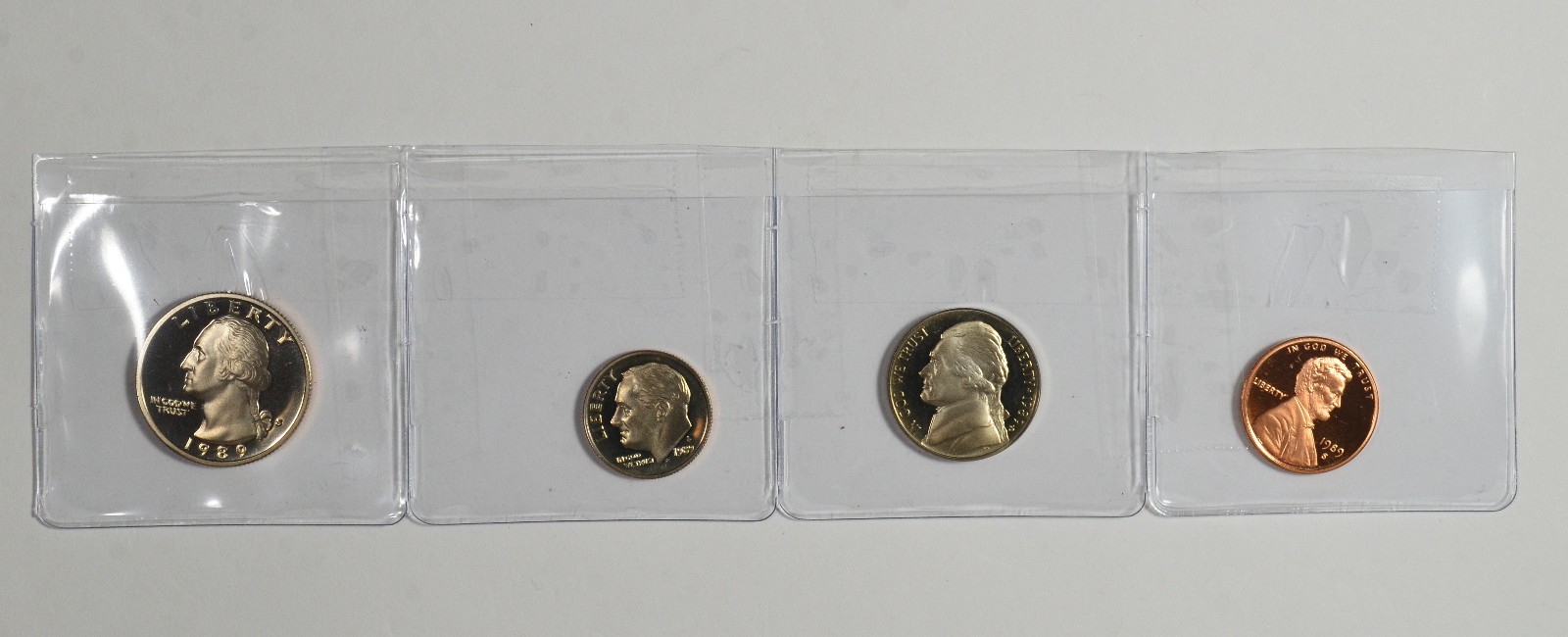 1989 S US Mint Proof Coin Lot  1C 5C 10C 25C as Pictured