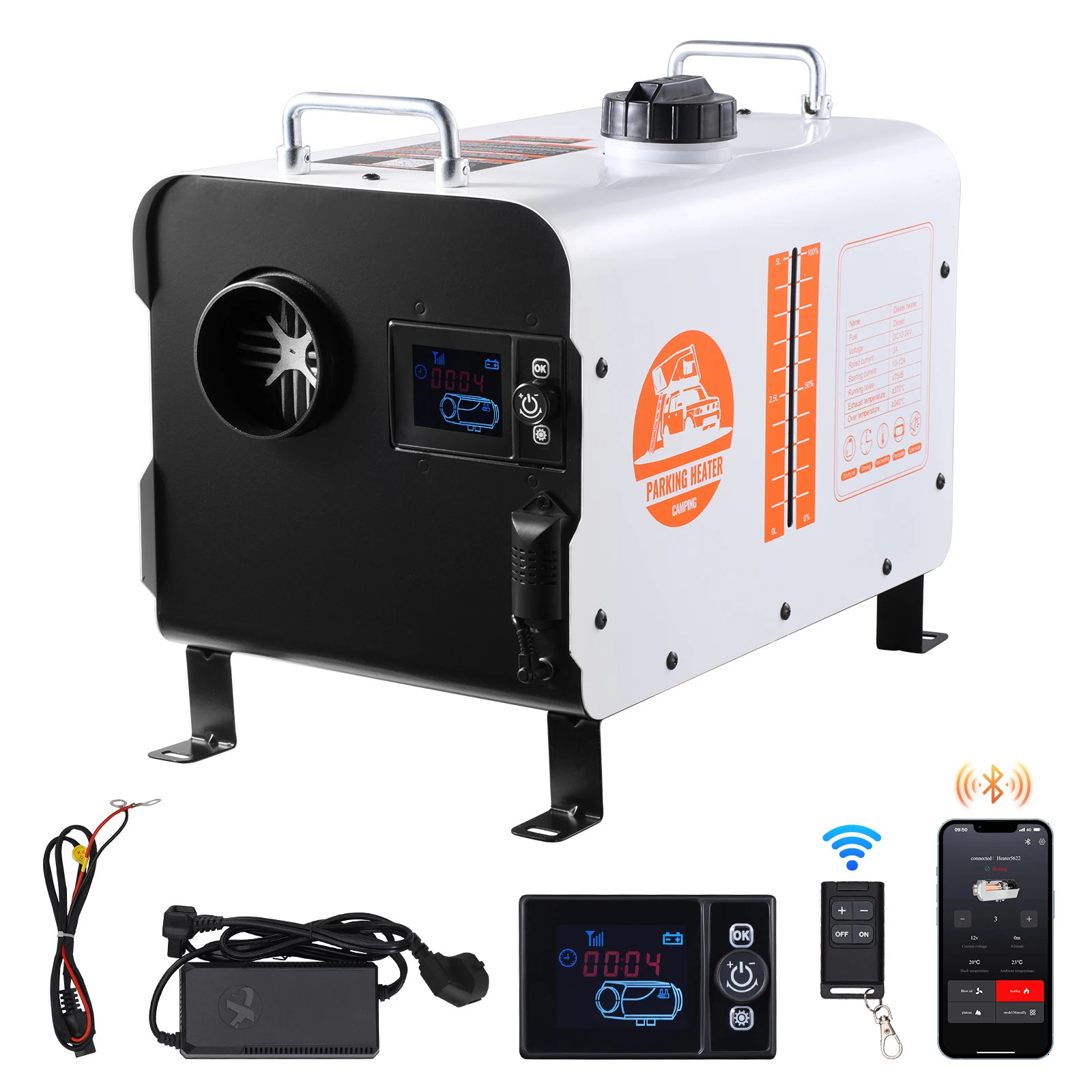8KW Diesel Heater 12V/24V Diesel Air Heater with Bluetooth CO Alarm Car Heater