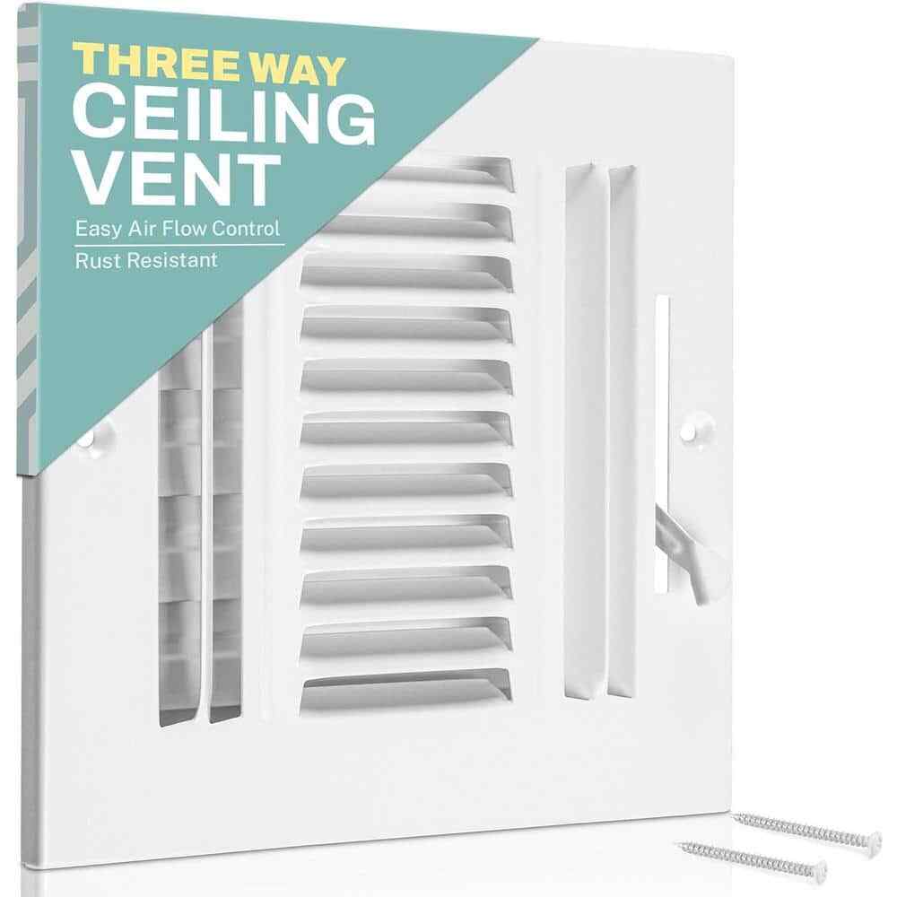 HOME INTUITION 10x10 3-Way Air Vent Cover w/Adjustable Damper White Ceiling/Wall