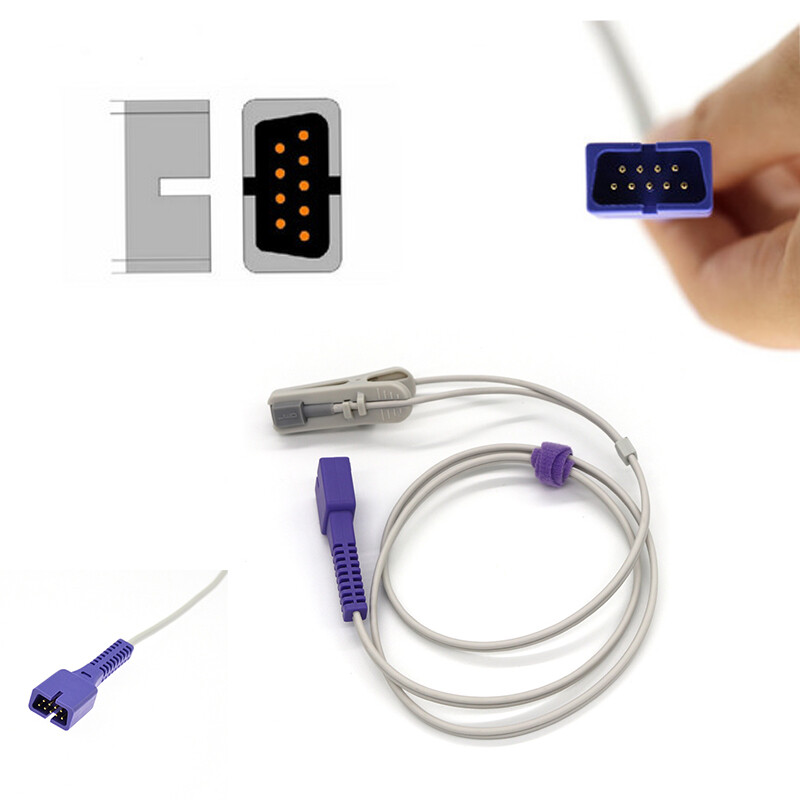 Fit for  Veterinary Reusable SpO2 Sensor Probe Animal Ear Tongue Clip 9Pin