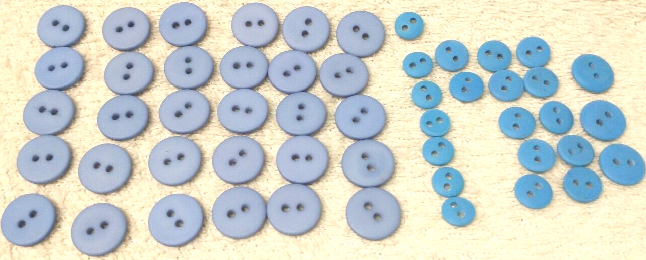50 Round 2 Holed Buttons Blue Matte Various Sizes Plastic B1-68