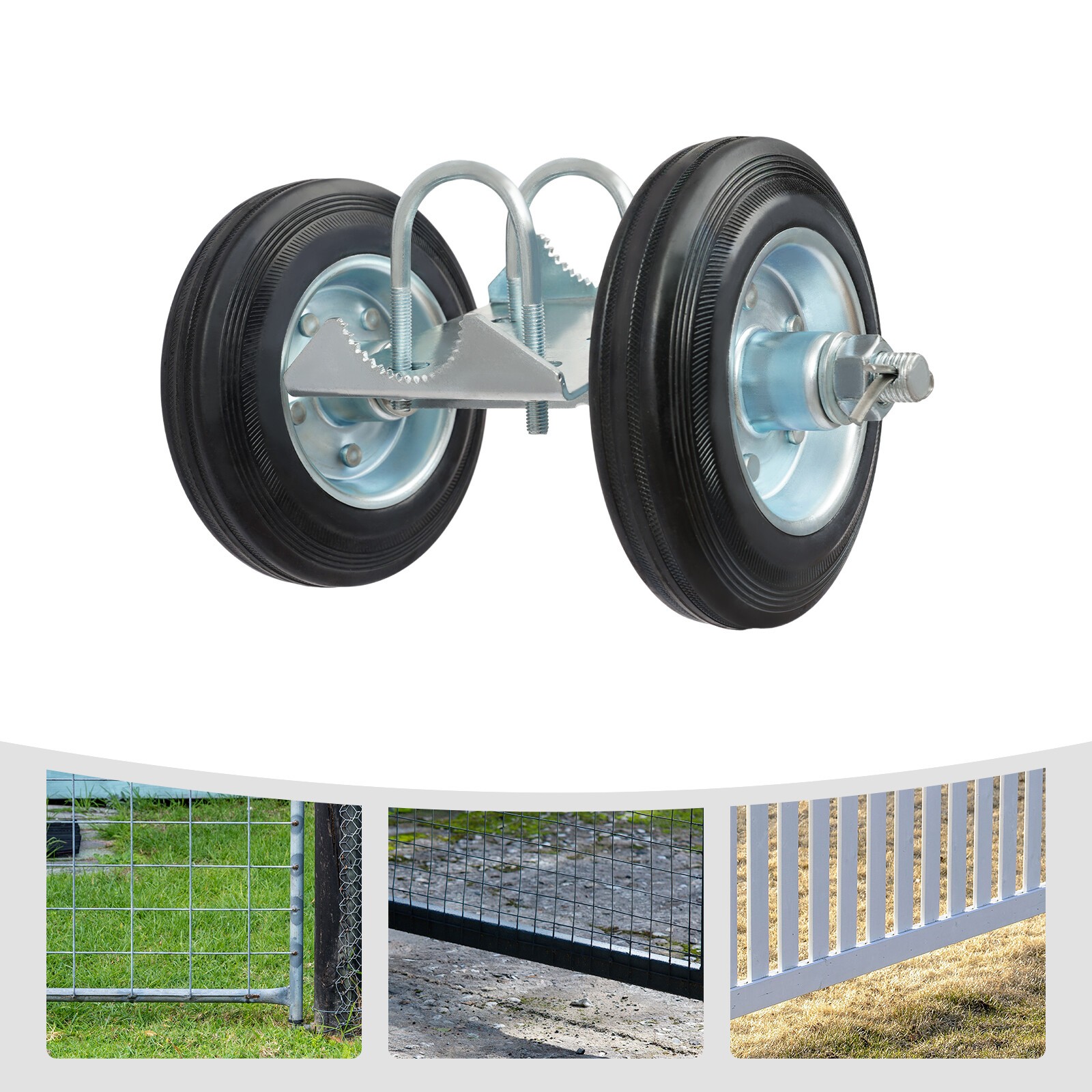 Galvanized Double Wheel Sliding Gate Hardware Kit 600 lb Capacity Silver