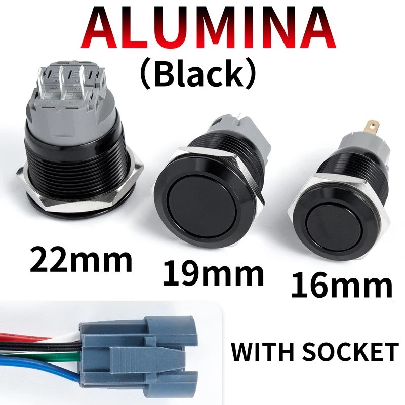 Waterproof Metal Push Button Switch LED Ring Momentary Latching 16-22mm 5-220V