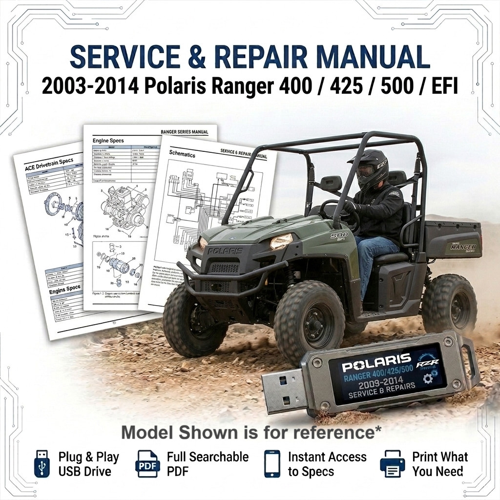 POLARIS RANGER 400 425 500 2003 2004 2005 2006 SERVICE REPAIR SHOP MANUAL USB