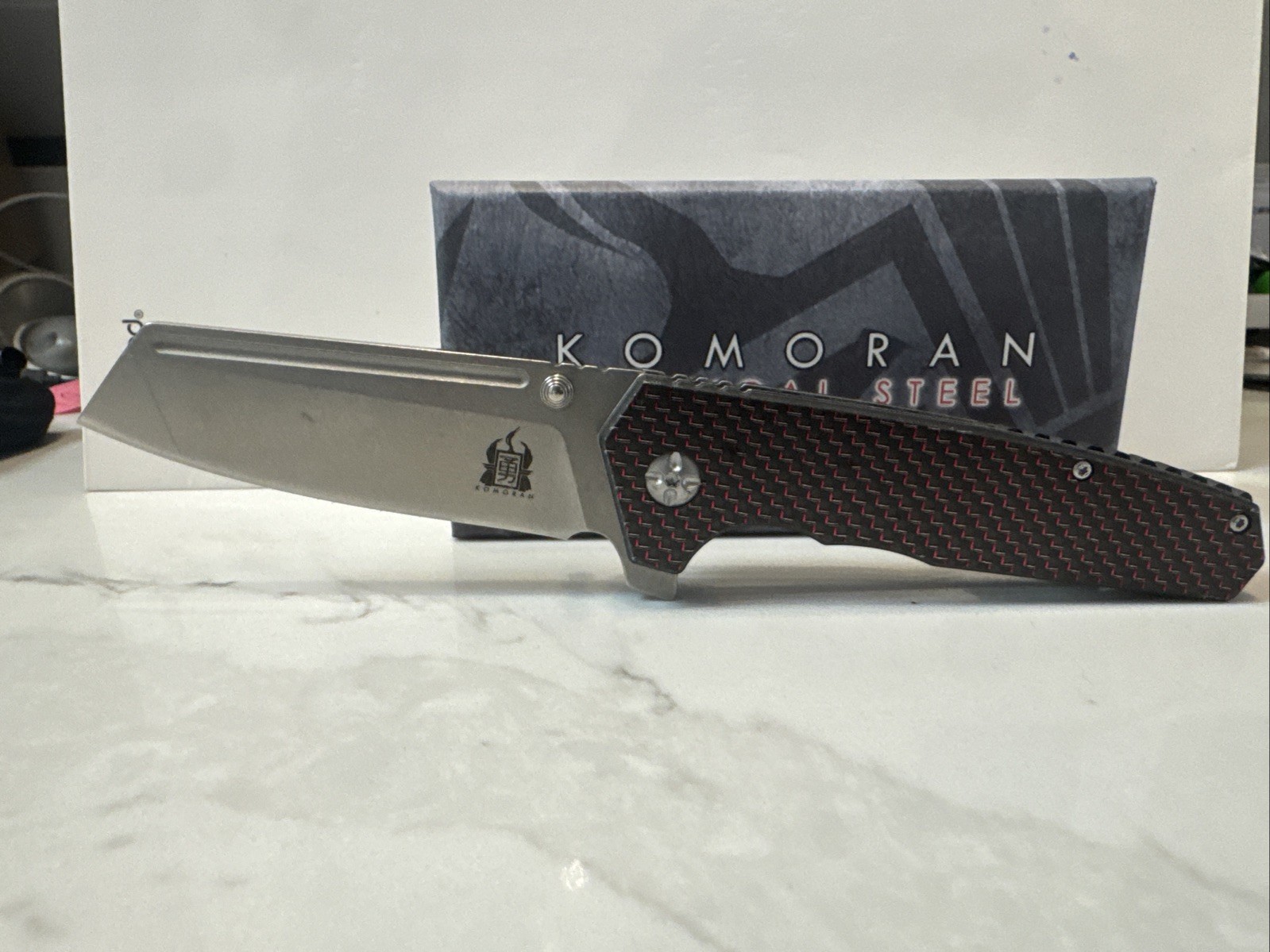 Komoran Linerlock Red / Black Stainless Sheepsfoot Folding Knife-QRFEB01 - KO021