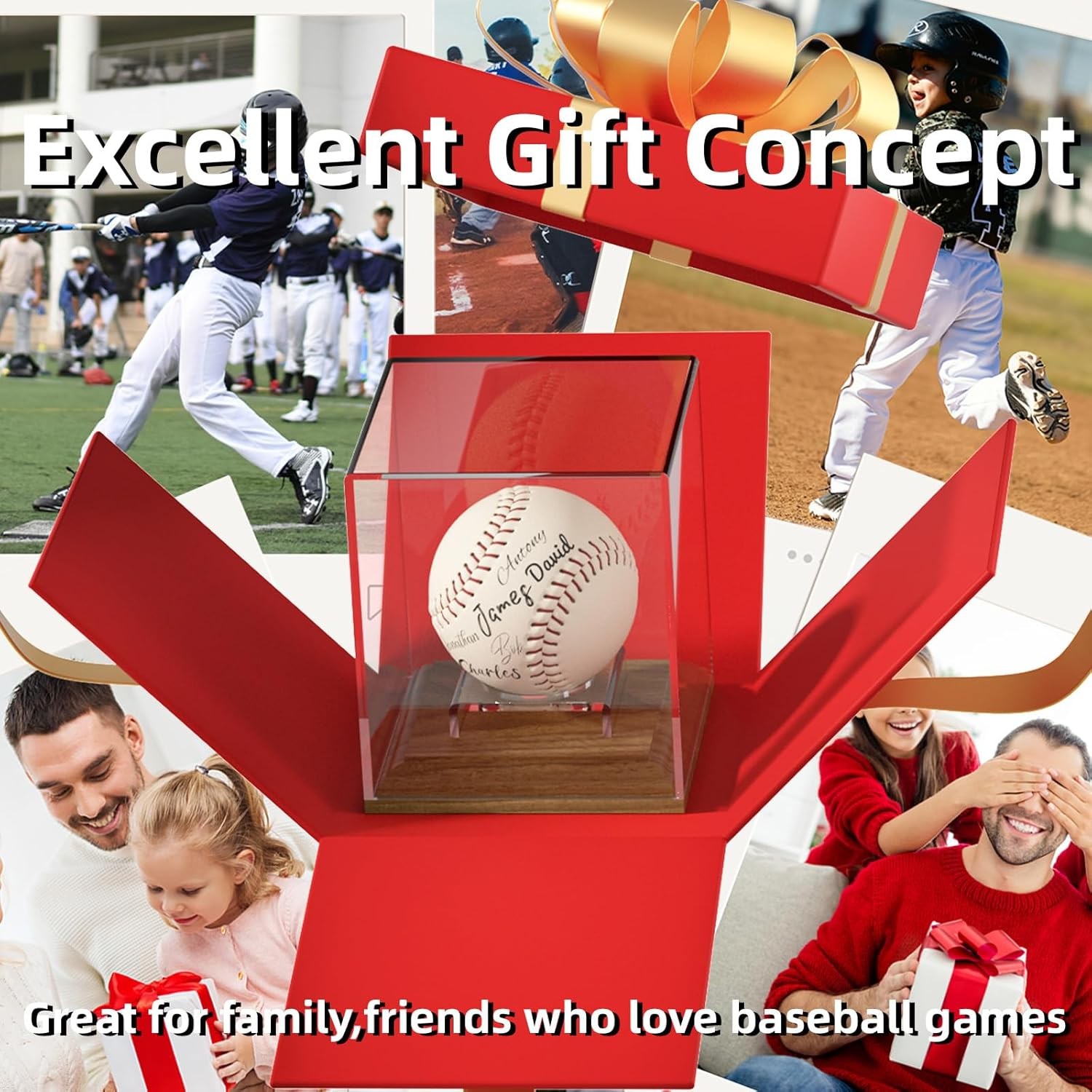Baseball Case Display for Balls Walnut Wood Base Acrylic Clear