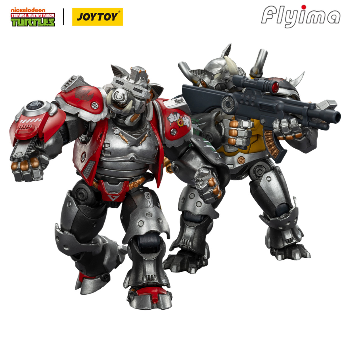 JOYTOY TMNT 1/18 Action Figure Super Bebop&Mighty Rocksteady 2PCS Model