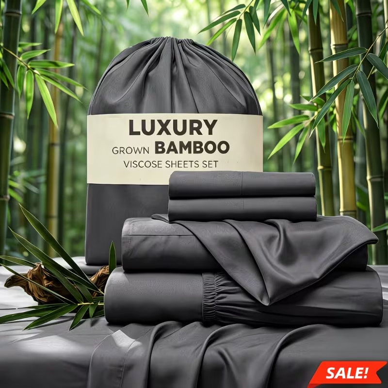Bamboo Cooling Fitted Sheet Set Suitable for Hot Sleepers - 4 pcs
