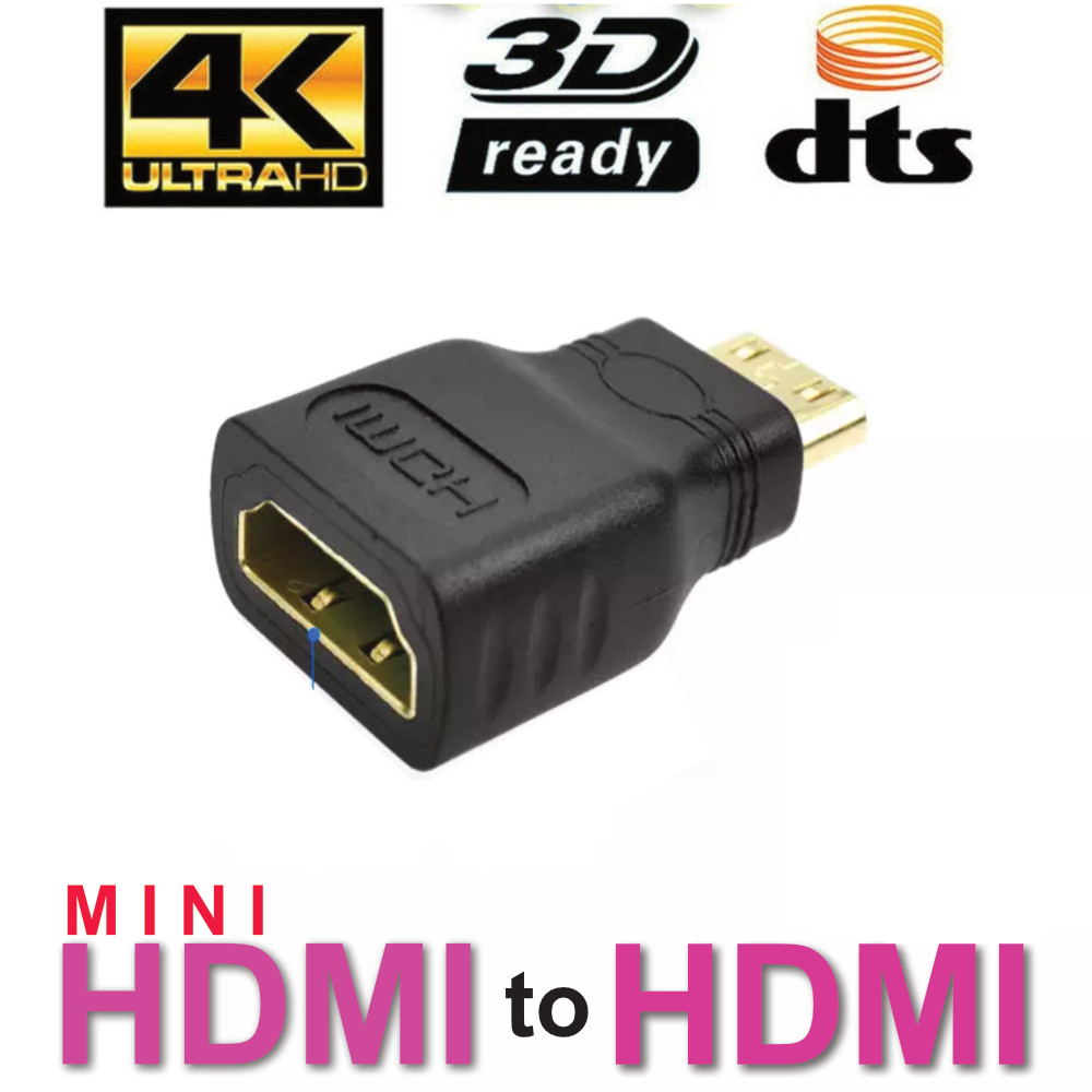 NEW Mini HDMI Male to Standard HDMI Female Adapter Gold Plated HDTV 4K 1080p 3D