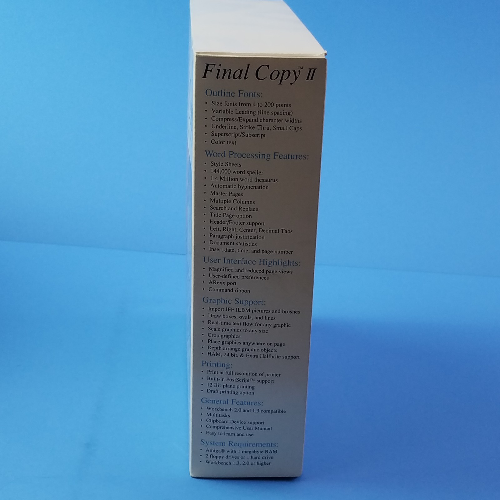 Final Copy II for the Commodore Amiga