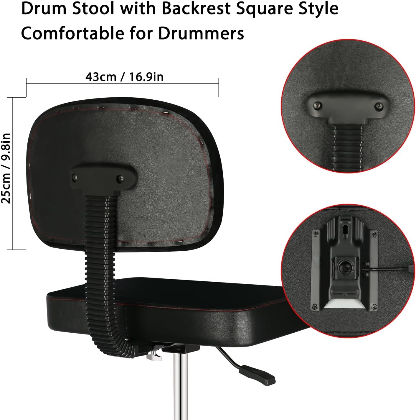 Square Drum Stool with Backrest Heavy