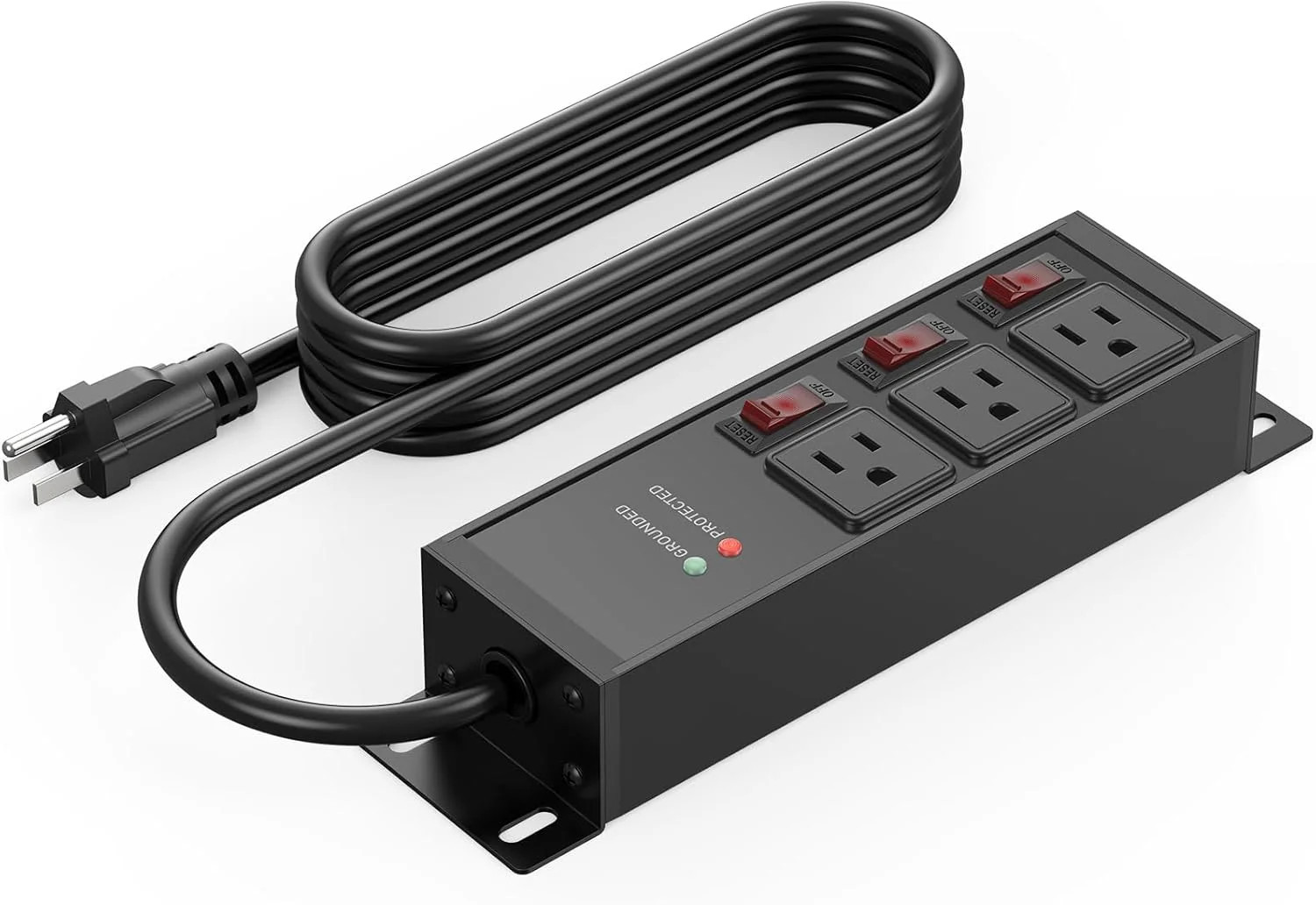 CCCEI 3 Outlets Heavy Duty Surge Protector, 12 Gauge, Black, 4FT, 1 | 20 Amp Ind