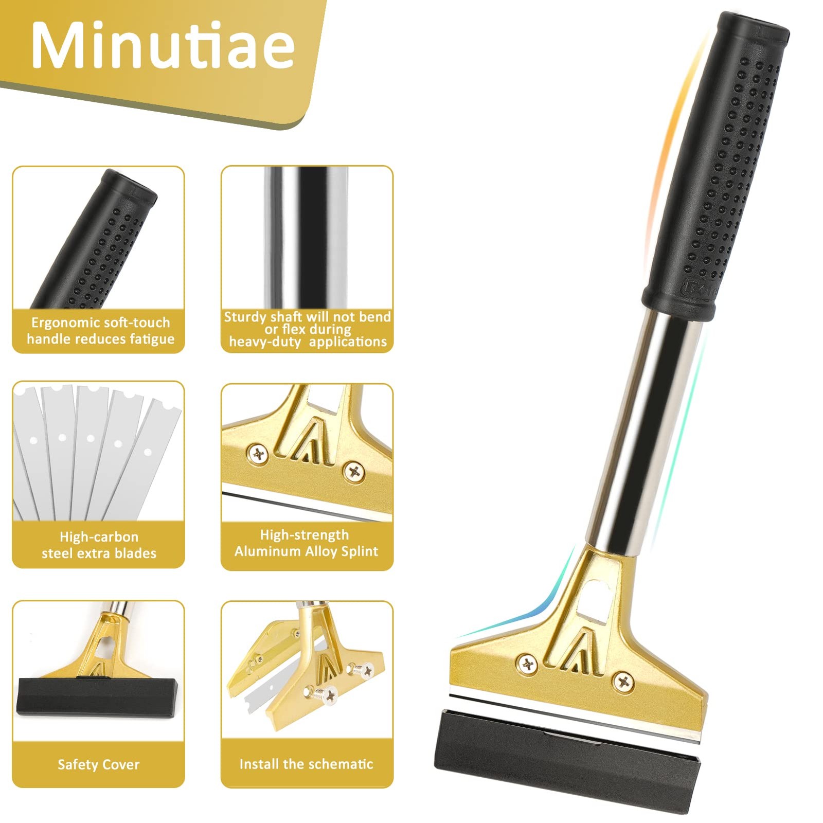 wanguan Razor Blade Scraper,Floor Scraper Tool with 20PCS Extra 4 inch