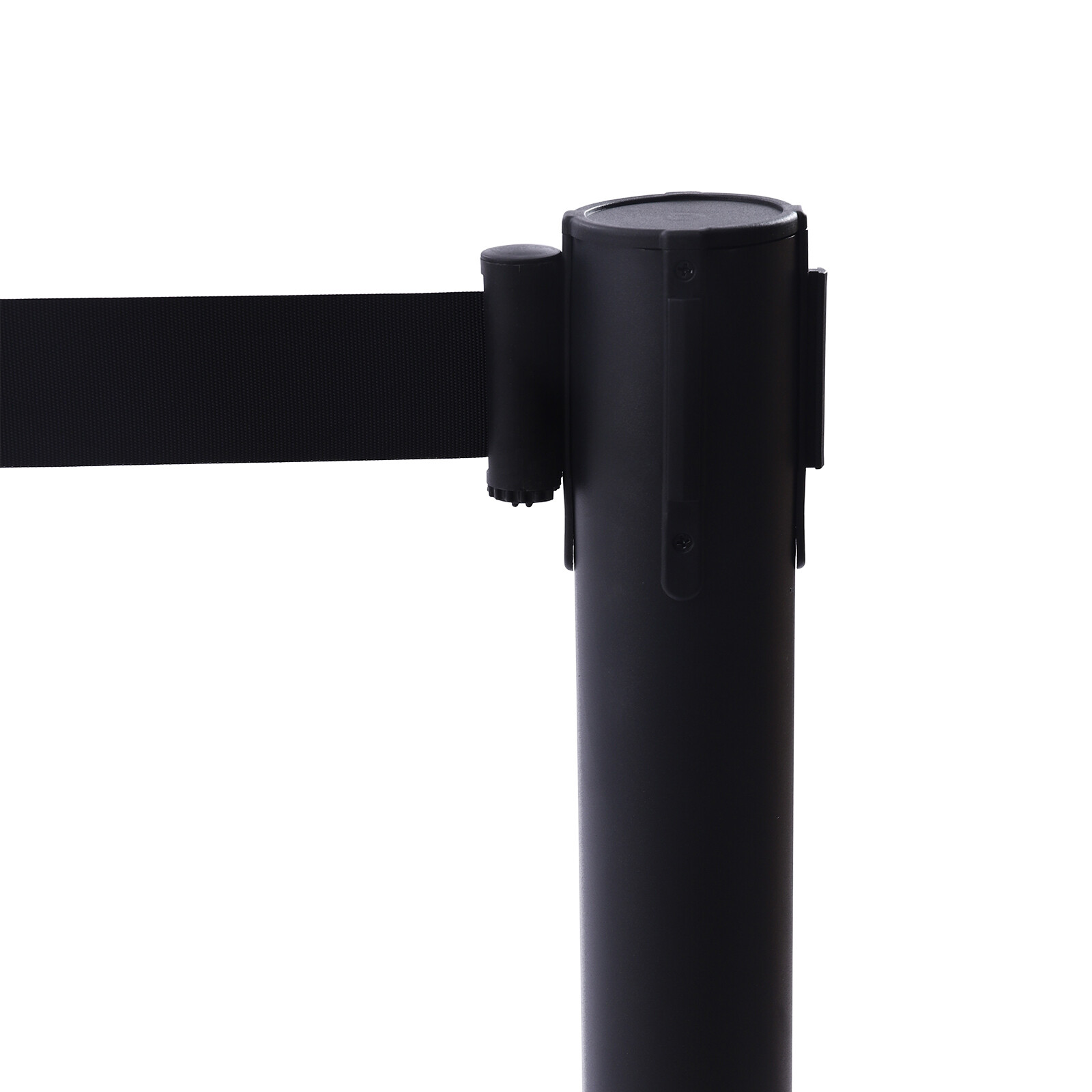 4Pcs Black Stanchion Post Queue Barrier Crowd Control 35.4" Height 6.6ft Belt