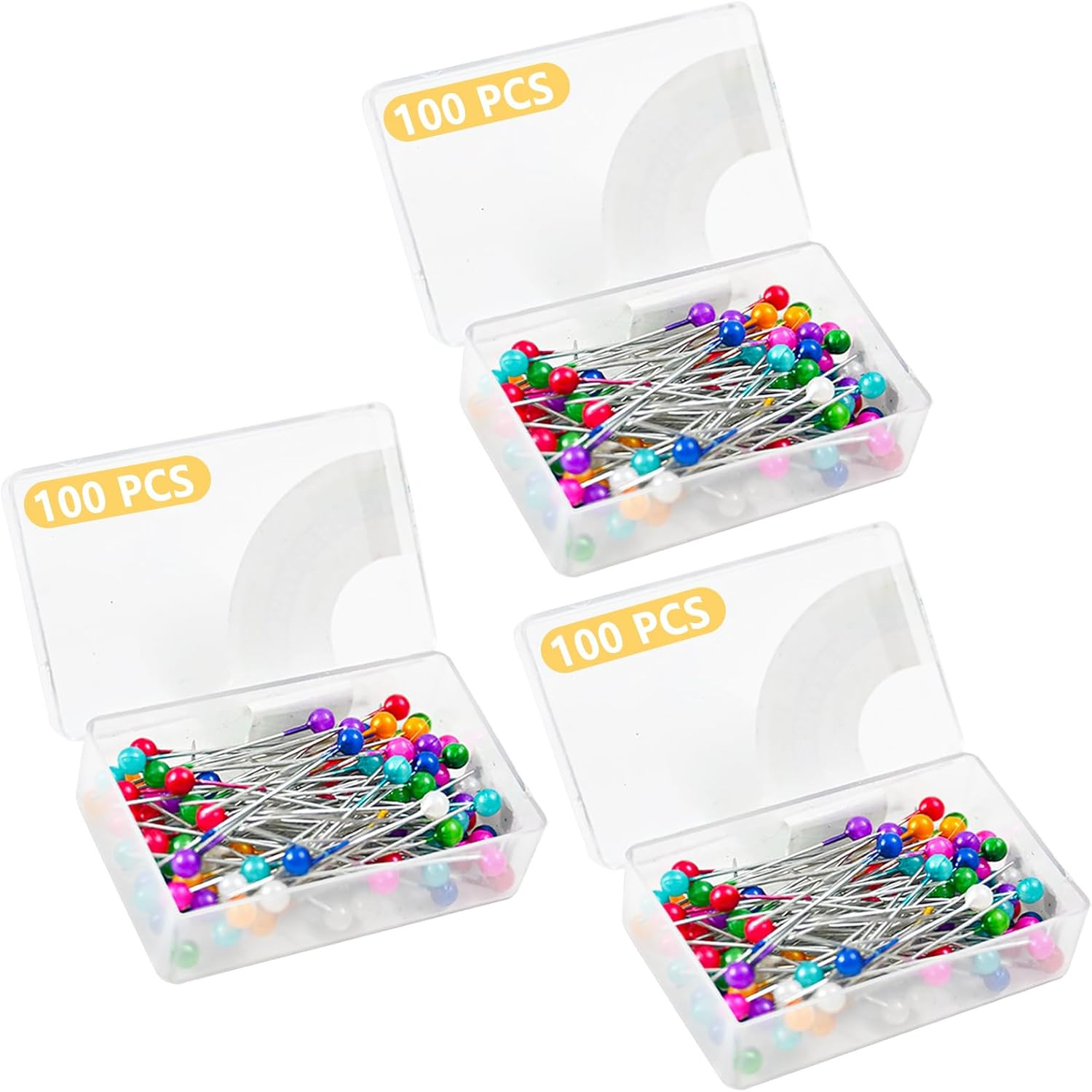 300PCS Sewing Pins – Multicolor Glass Head Dressmaker Pins for Fabric & Crafts